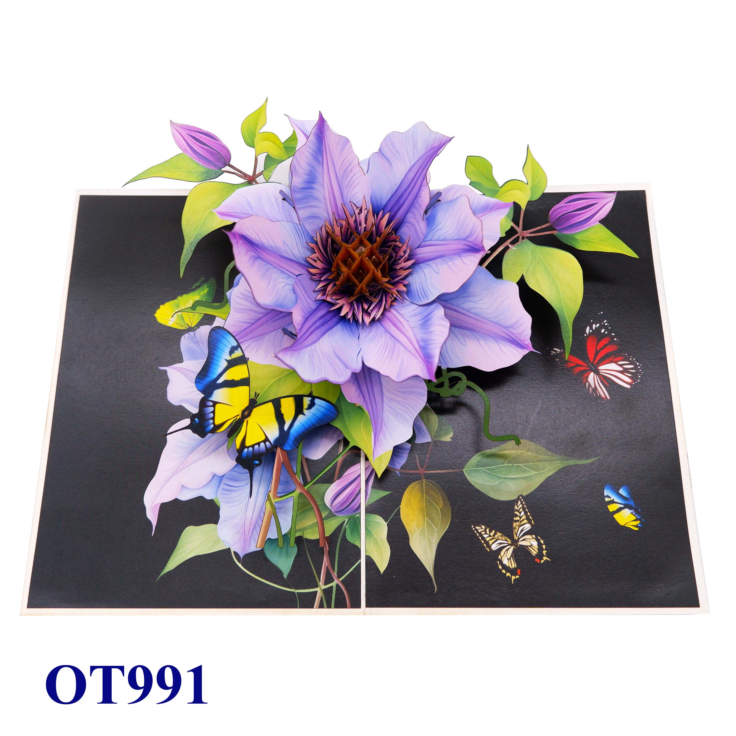Clematis Bloom 3D Pop-up Card