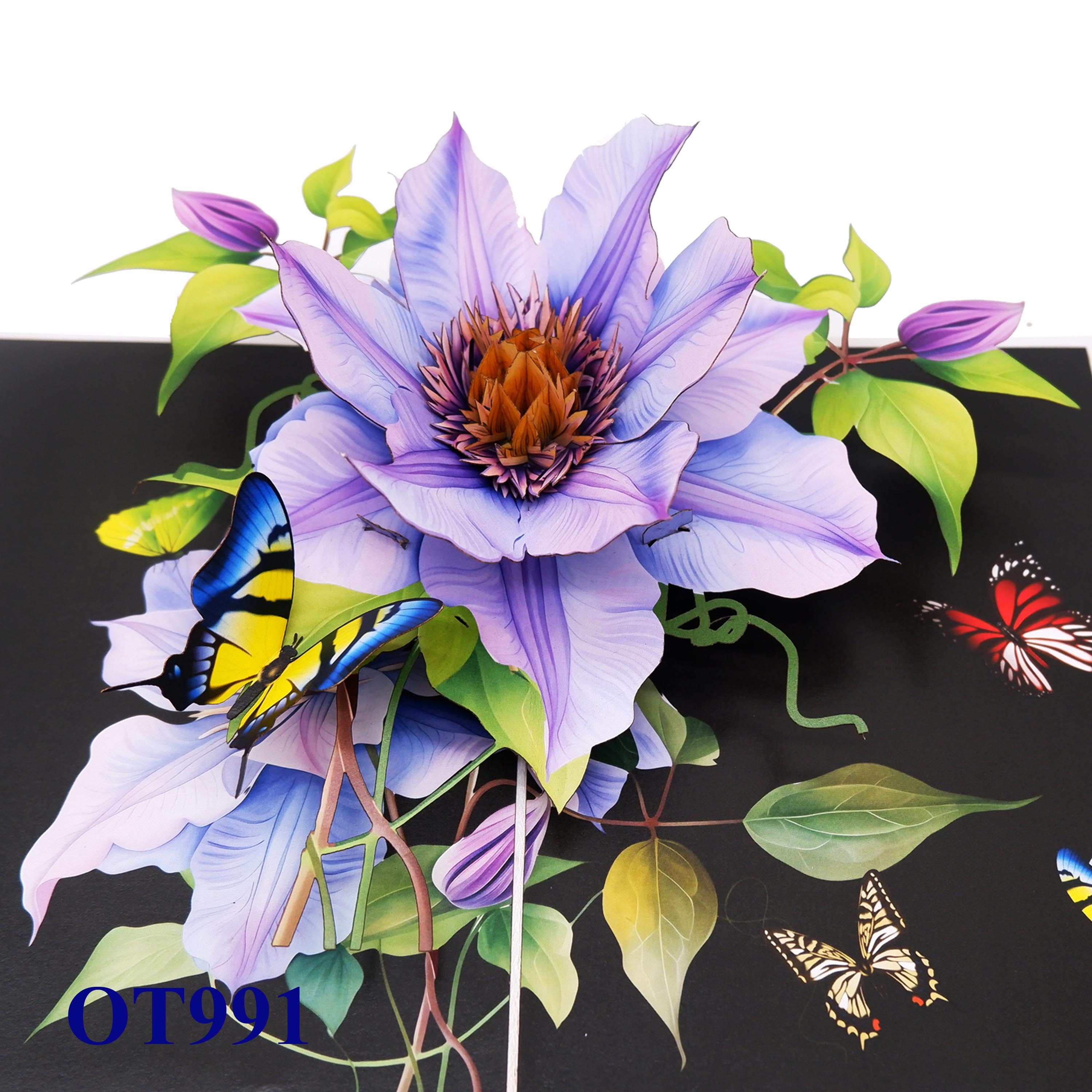 Clematis Bloom 3D Pop-up Card