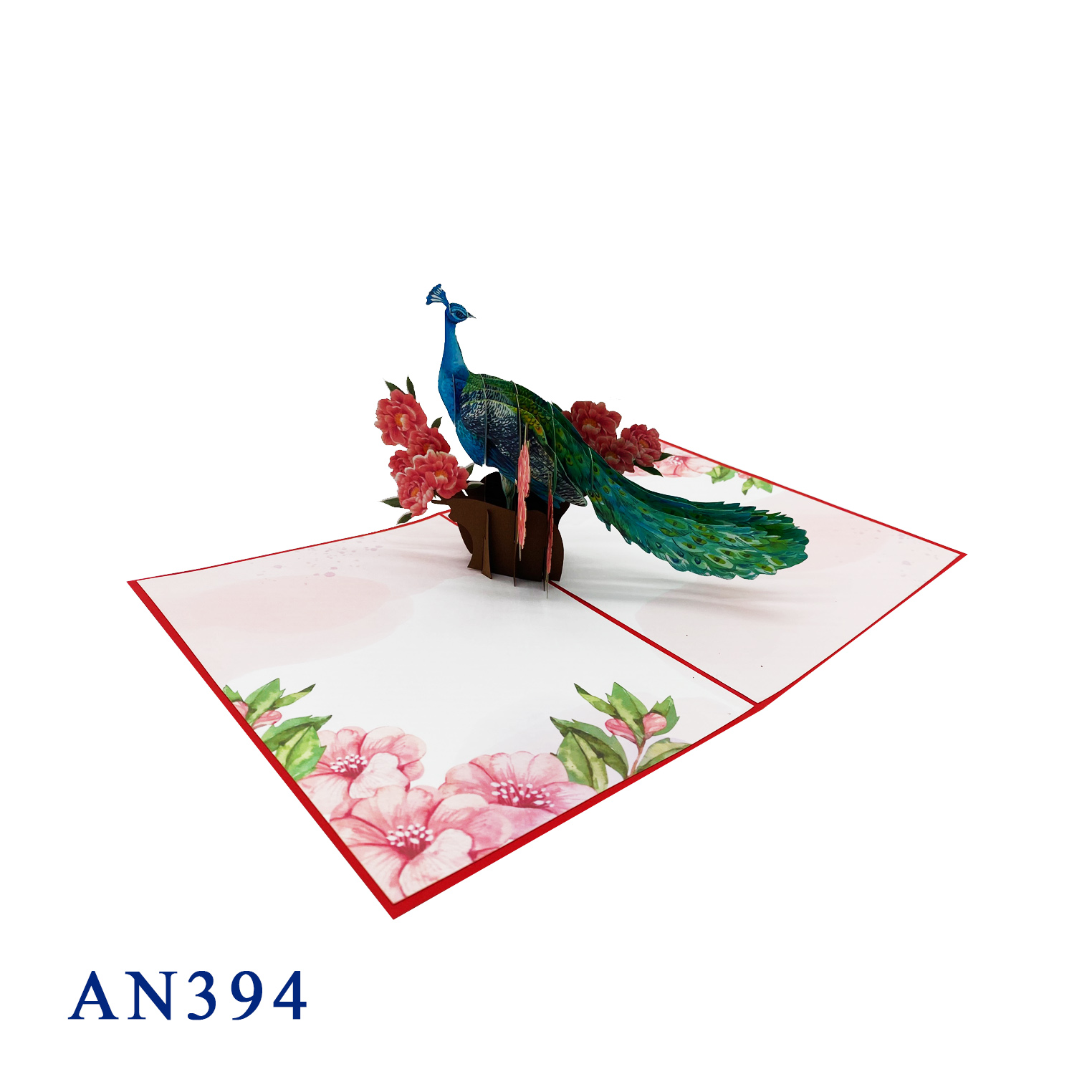 Peacock & Peony Pop Up Card