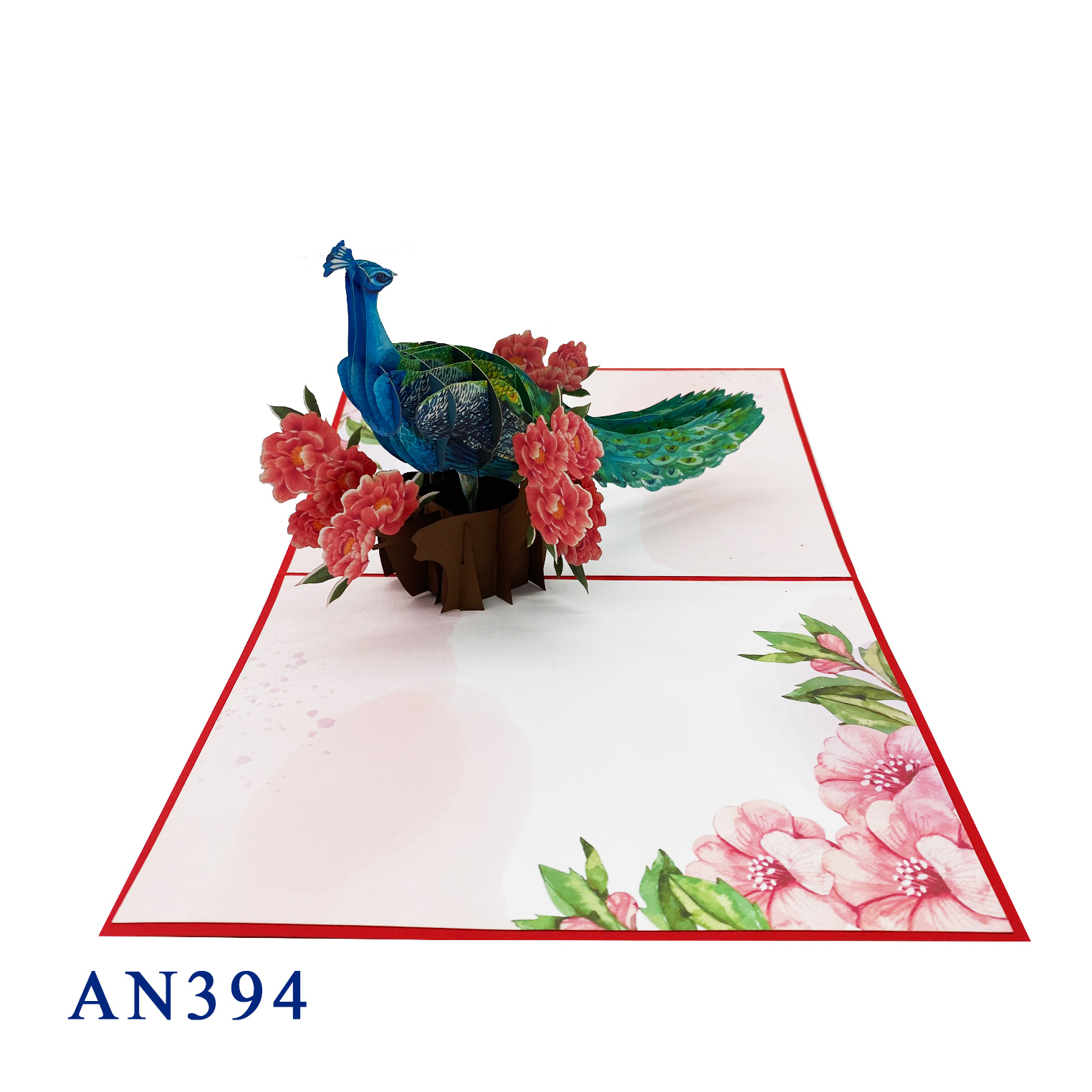 Peacock & Peony Pop Up Card