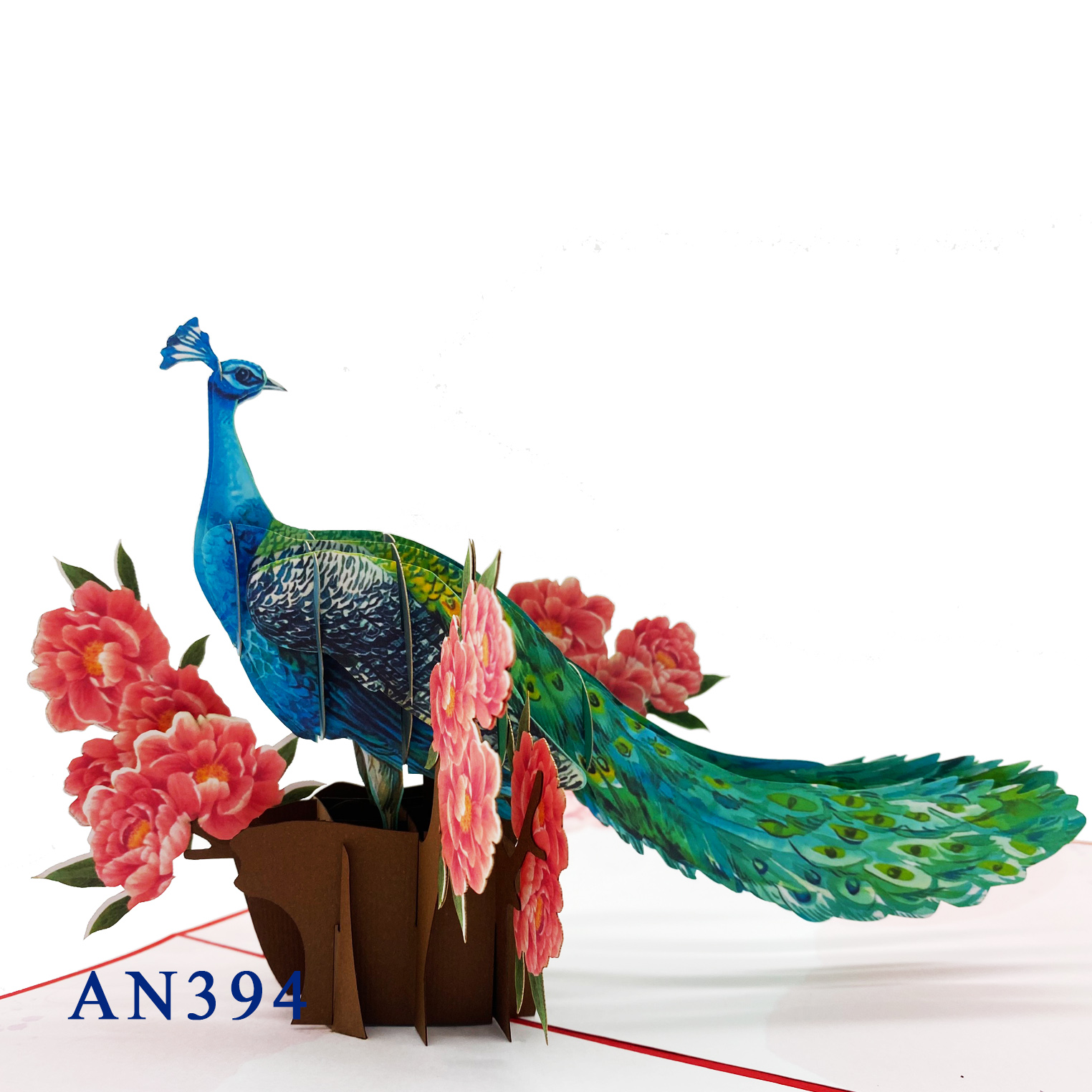 Peacock & Peony Pop Up Card