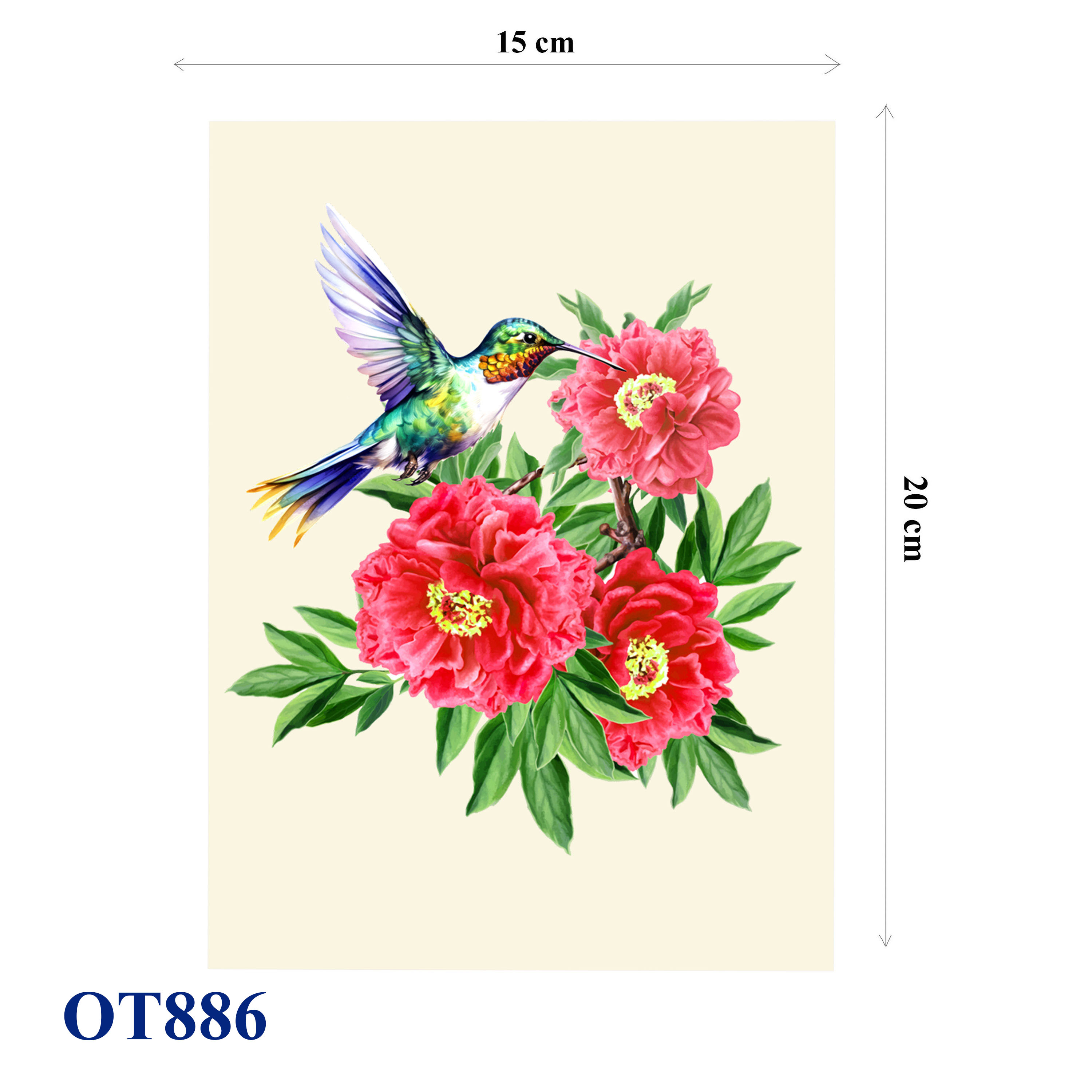 Peonies Flowers Hummingbird Pop Up Card