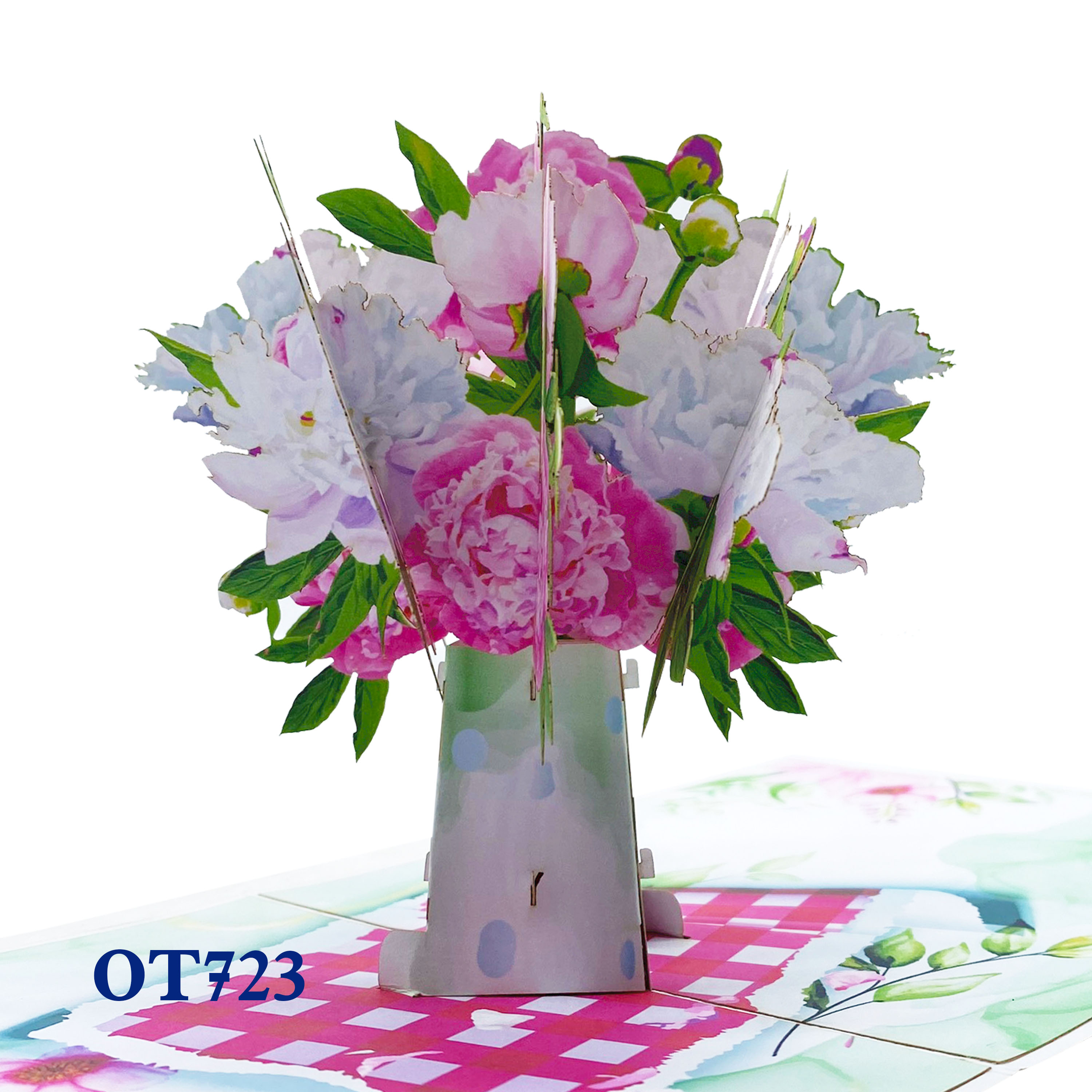 Peony Flowers Vase 3D Pop Up Card
