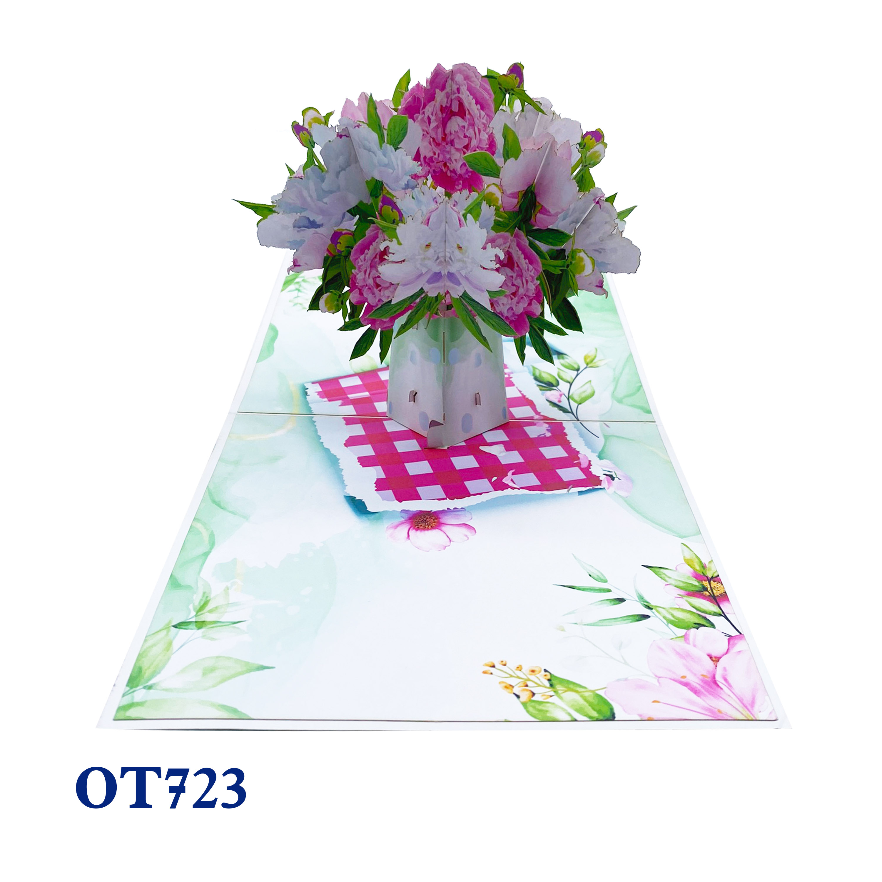 Peony Flowers Vase 3D Pop Up Card