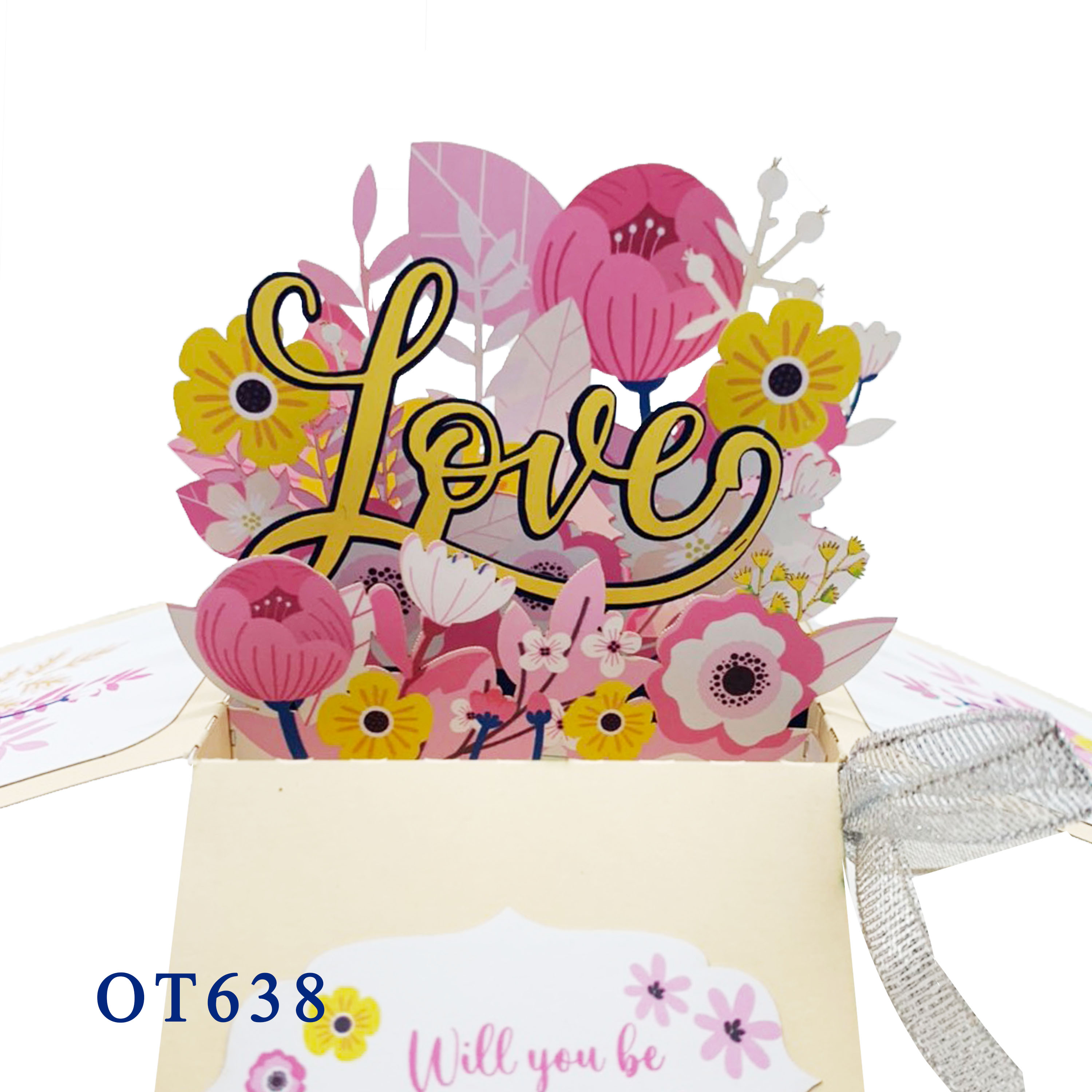 Pink Flowers Pop Up Box