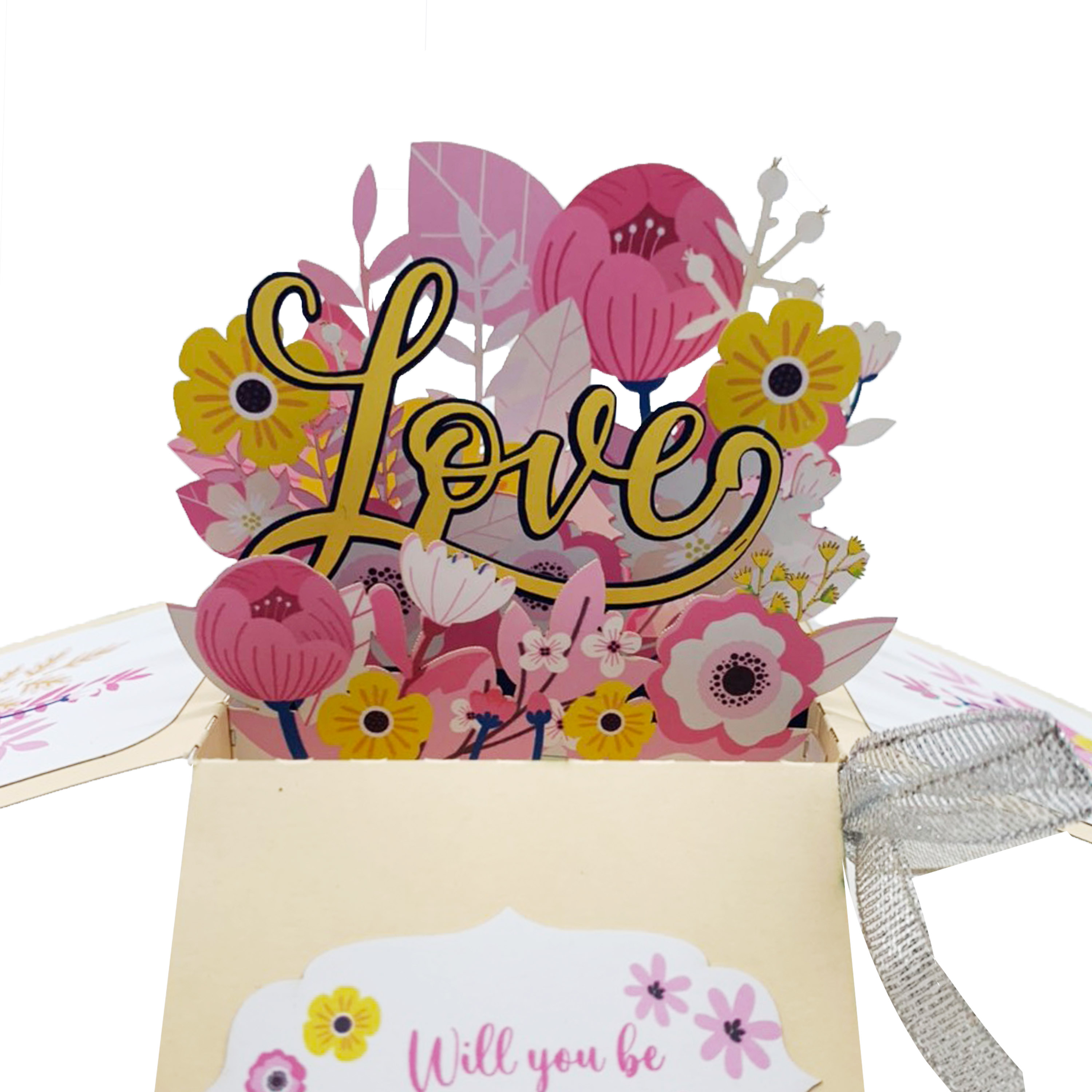 Pink Flowers Pop Up Box