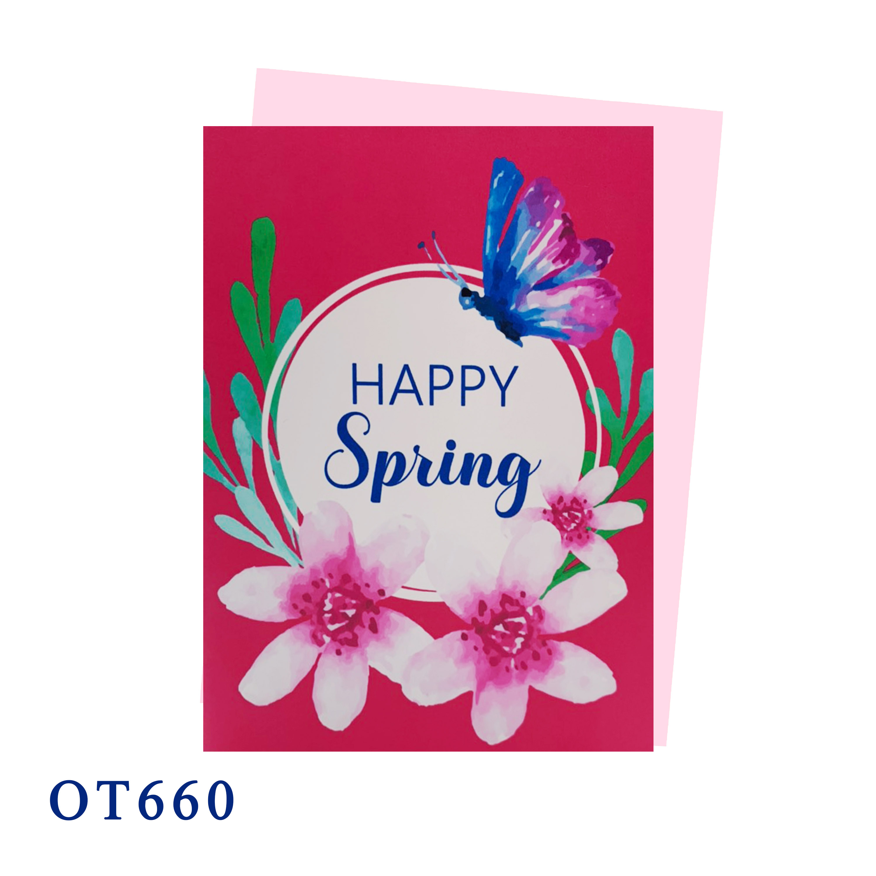 Dark Pink Happy Spring Greeting Card