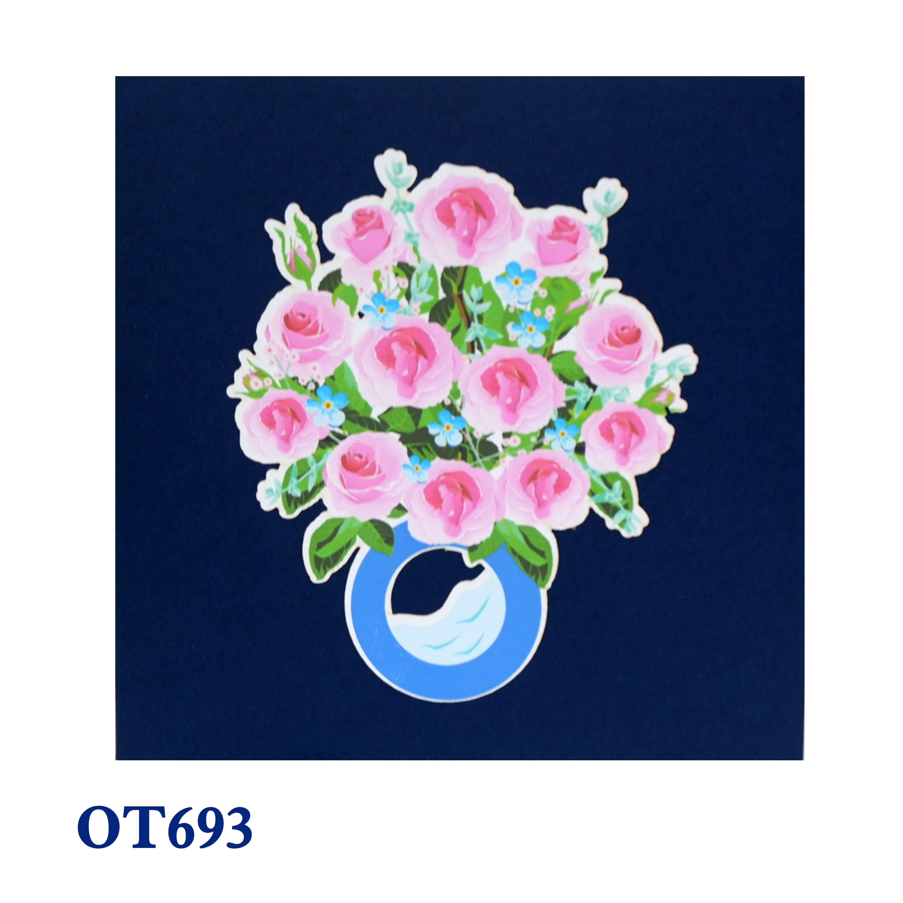 Pink Rose Bouquet Pop Up Card