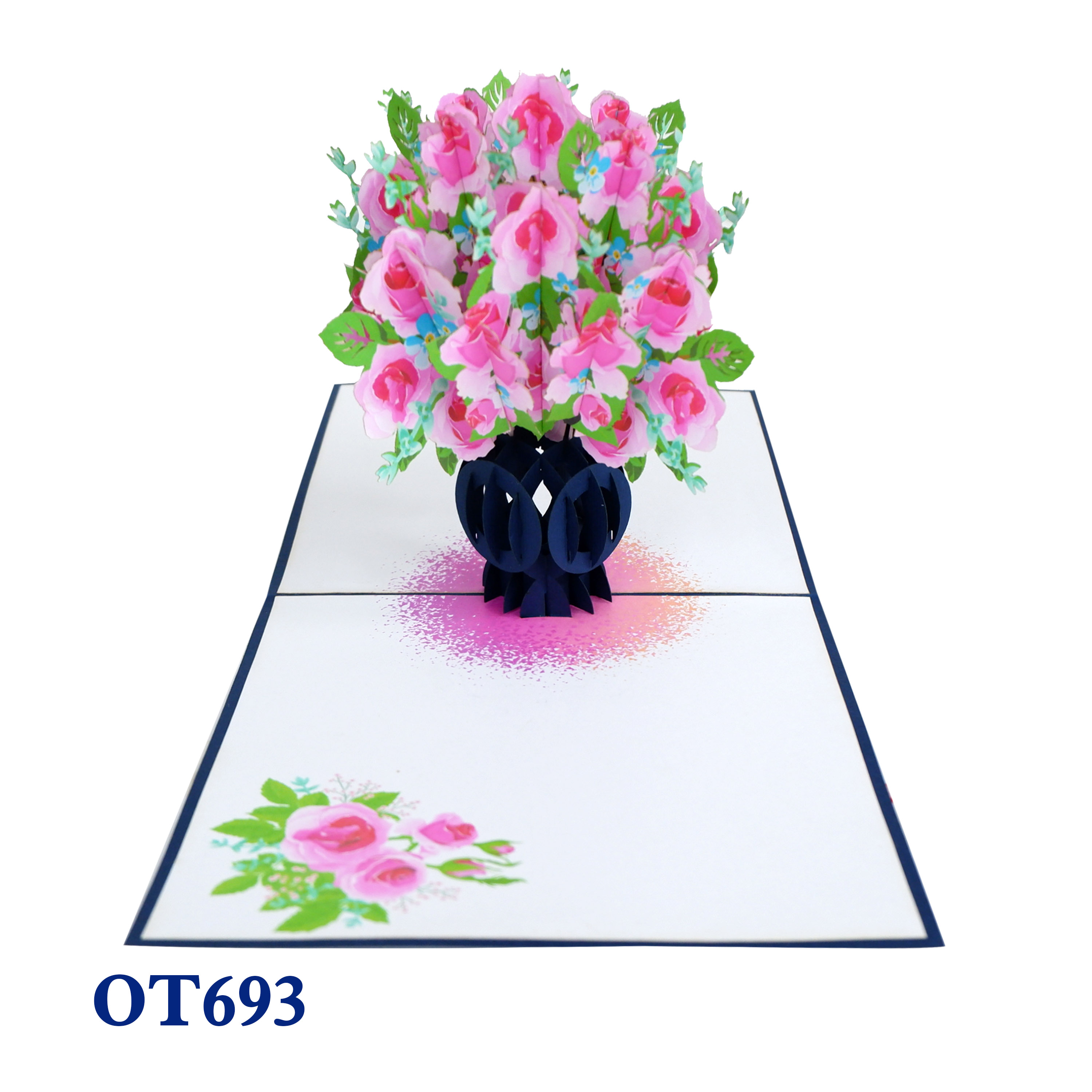 Pink Rose Bouquet Pop Up Card