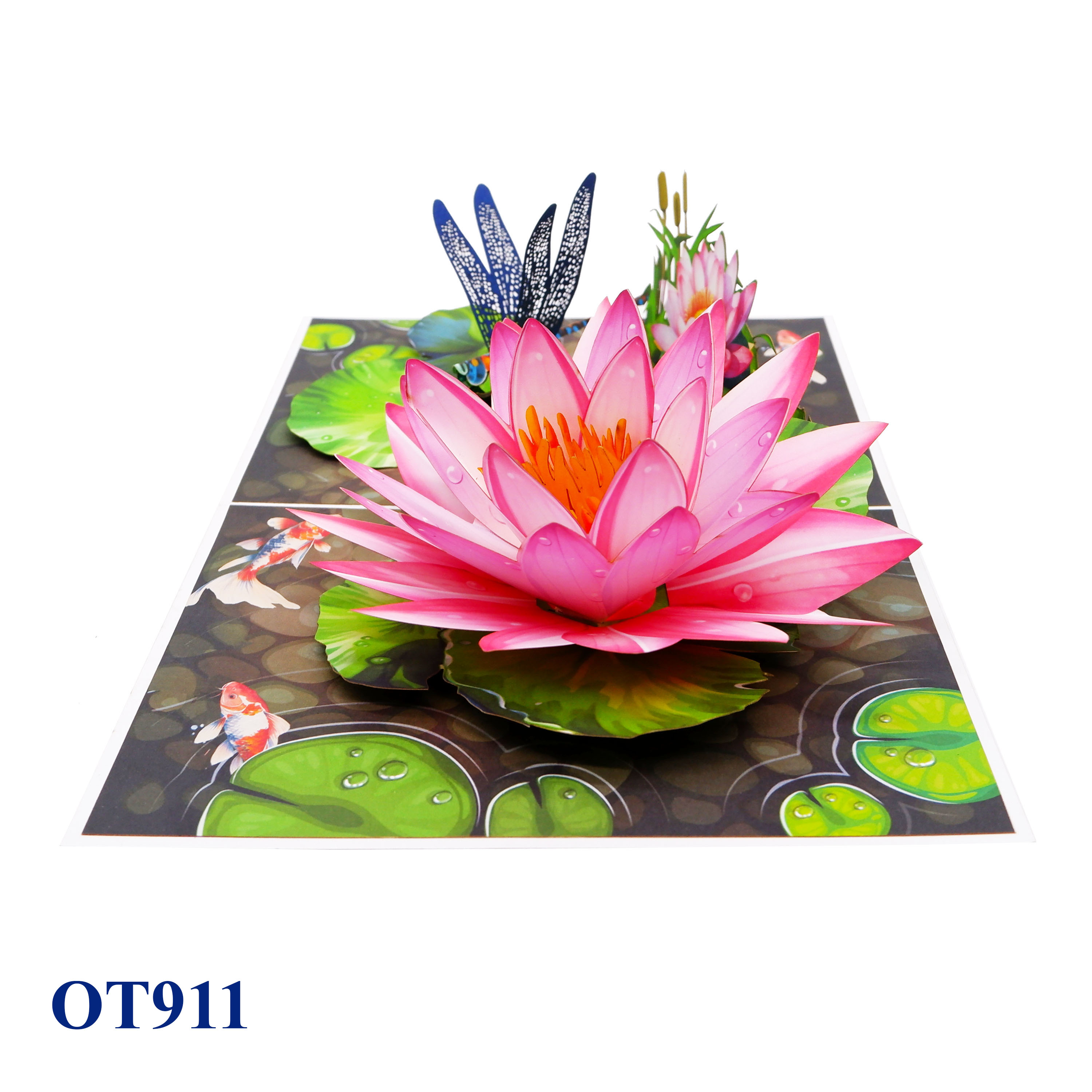 Pink Water Lily Pop Up Greeting Card