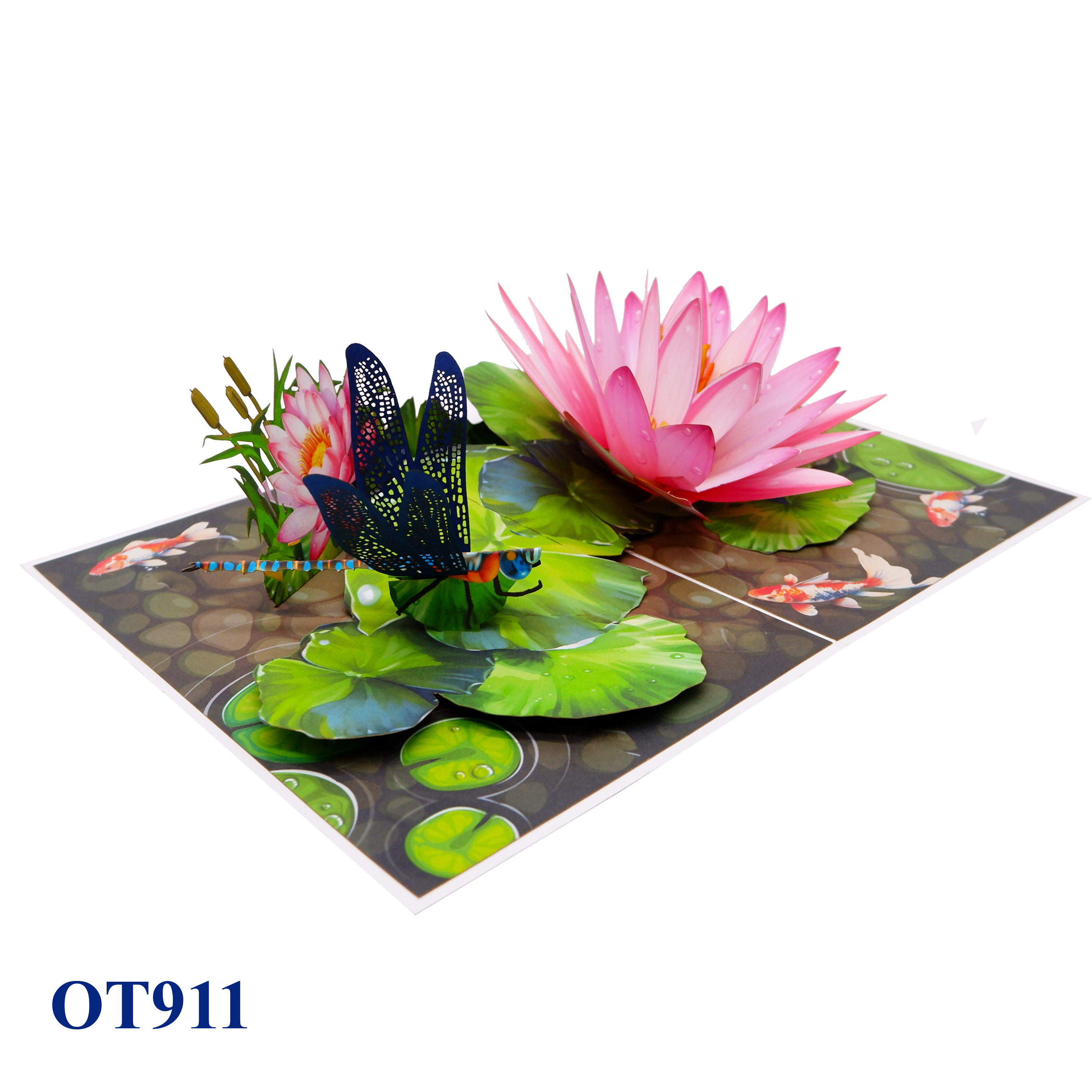 Pink Water Lily Pop Up Greeting Card