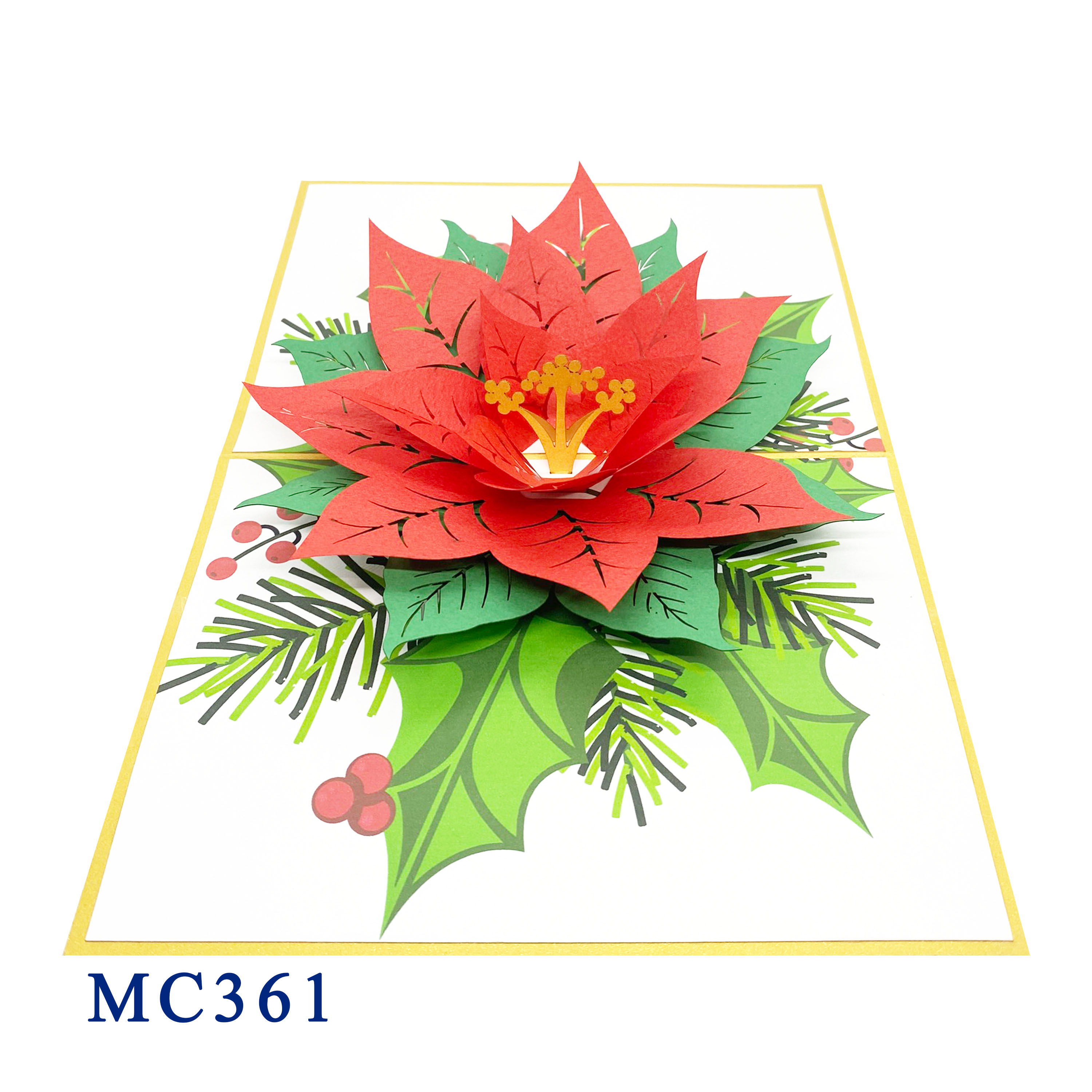 Pointsettia Bloom Pop Up Card
