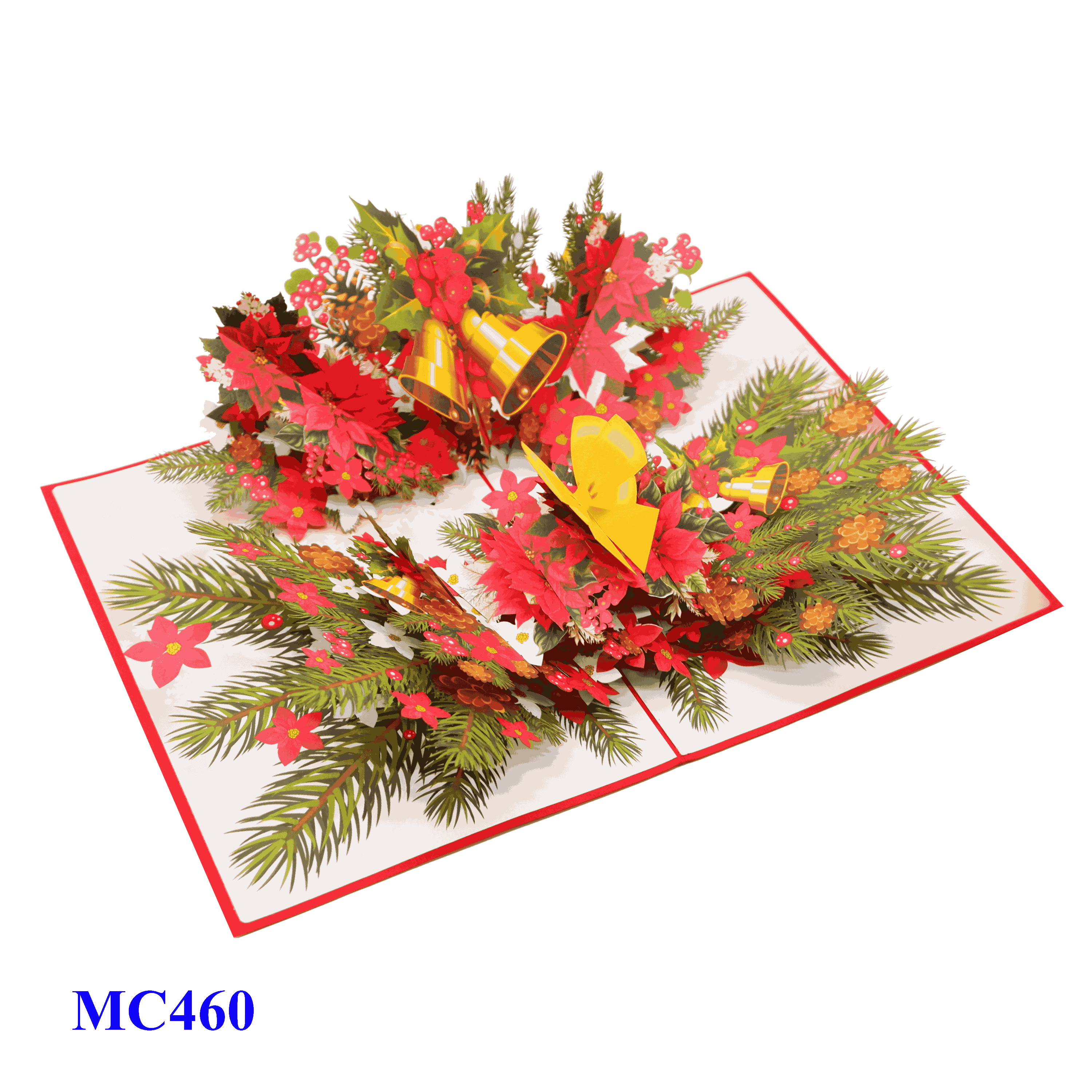 Pointsettia Flowers Noel Pop Up Card