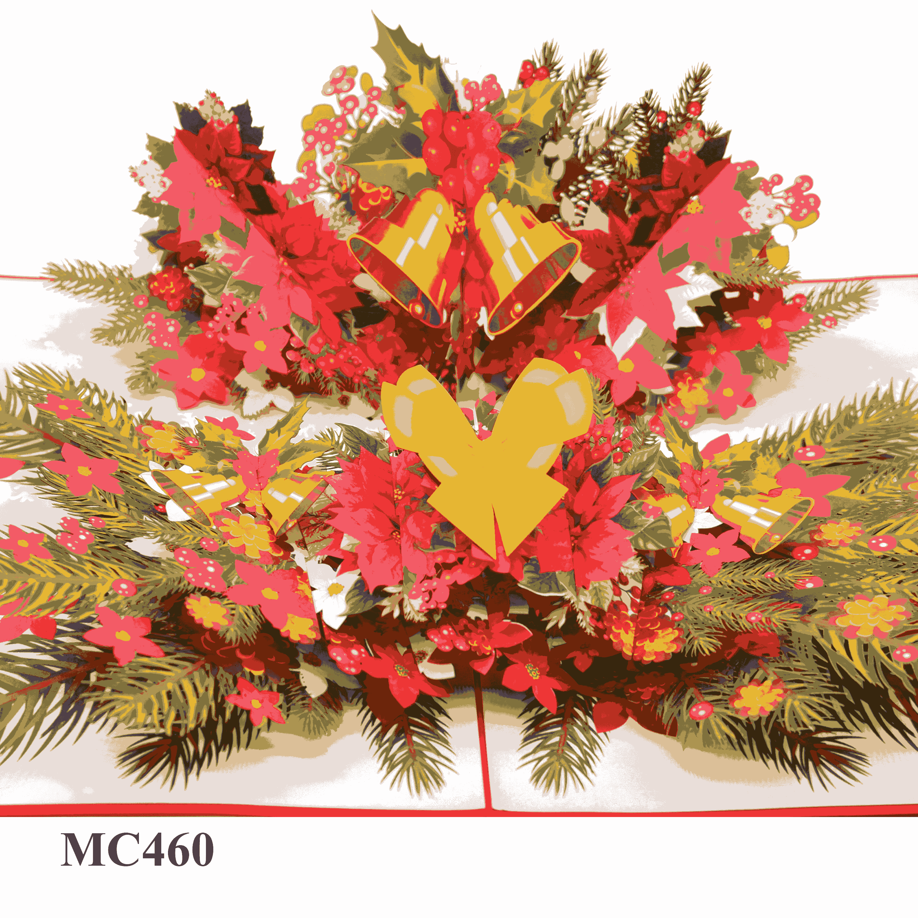 Pointsettia Flowers Noel Pop Up Card