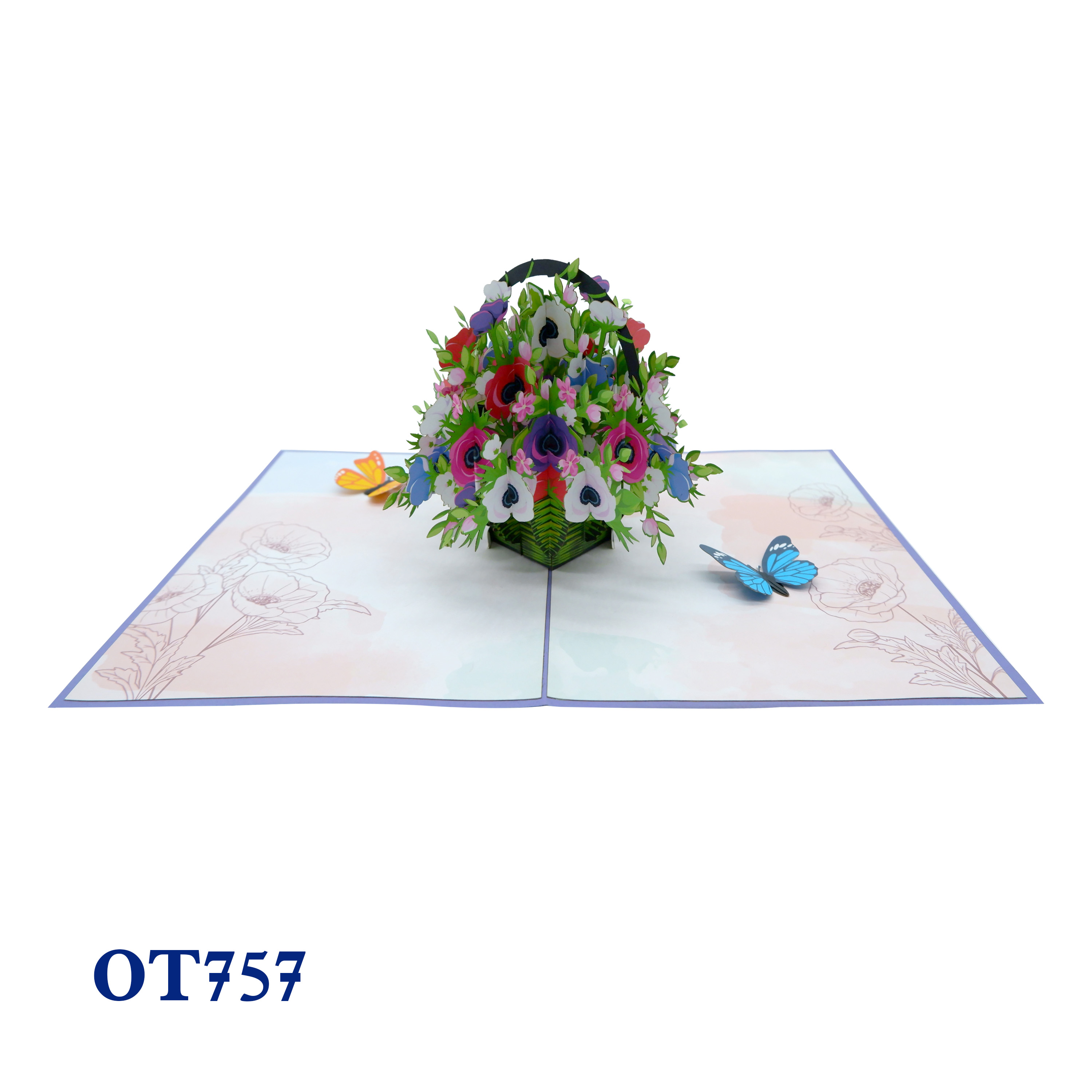 Poppin Flowers Basket Pop Up Card