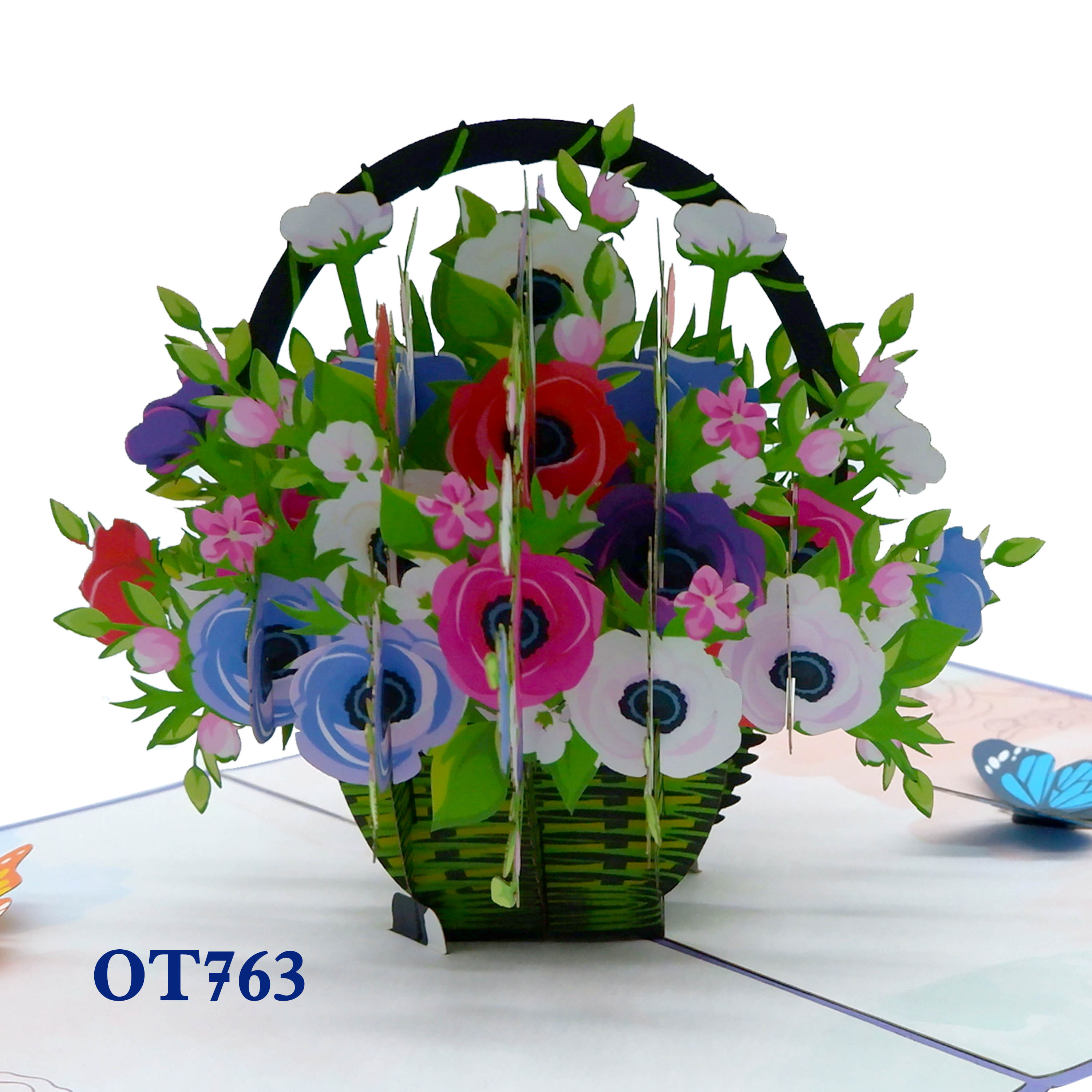 Poppin Flowers Basket Pop Up Card