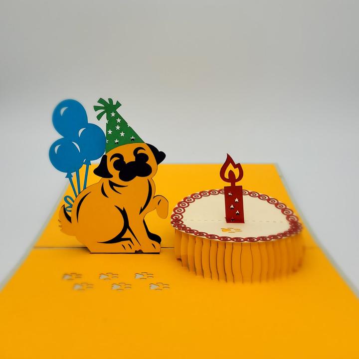 Birthday Pug Pop Up Card