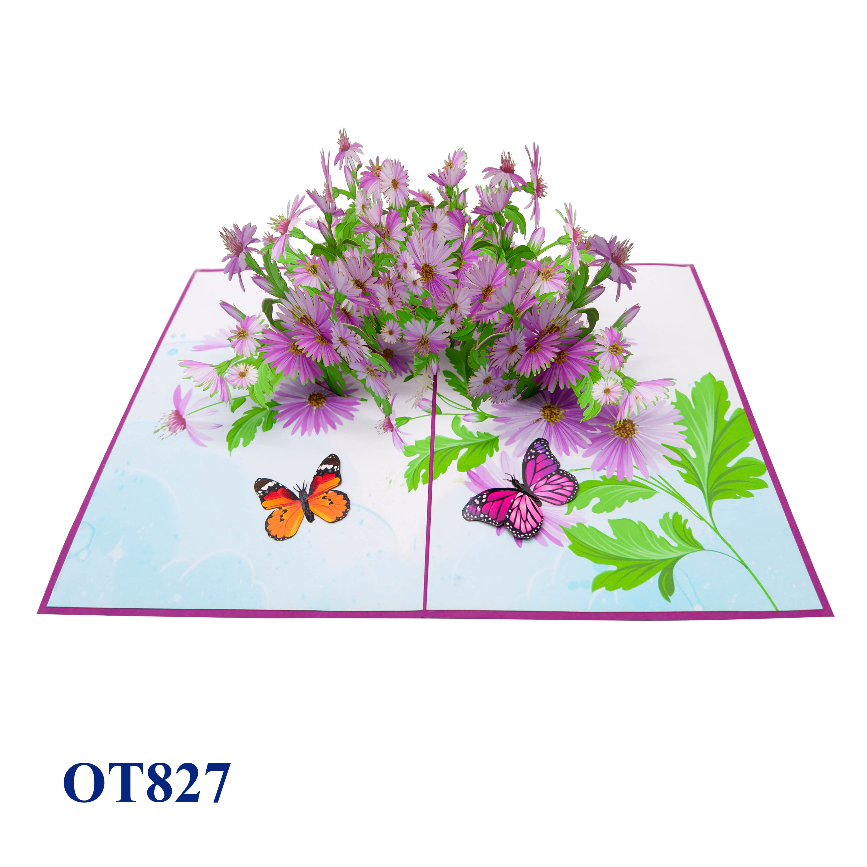 Purple Daisies Garden Pop Up Card