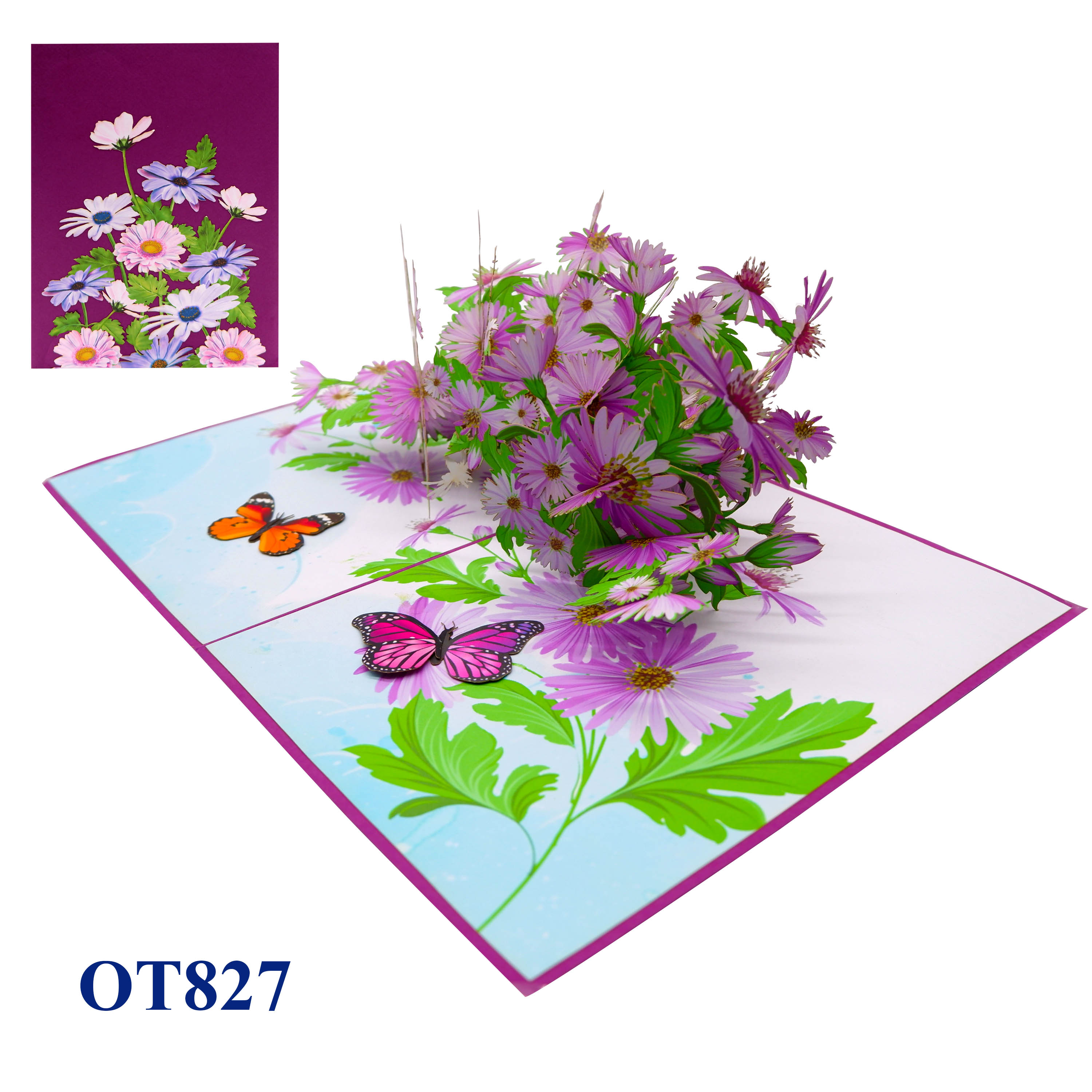 Purple Daisies Garden Pop Up Card