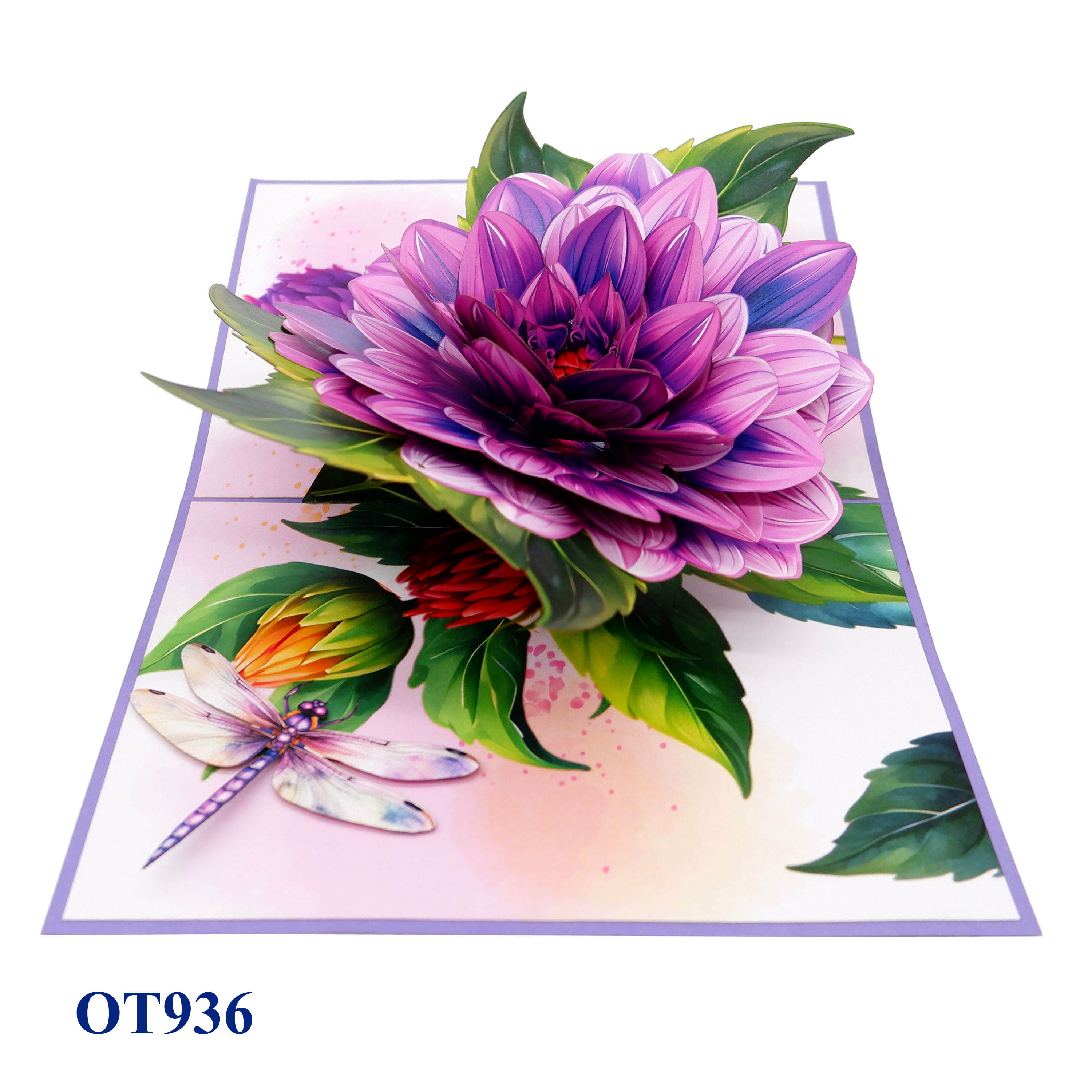 Purple Larkspur Flowers 3D Pop-Up Greeting Card