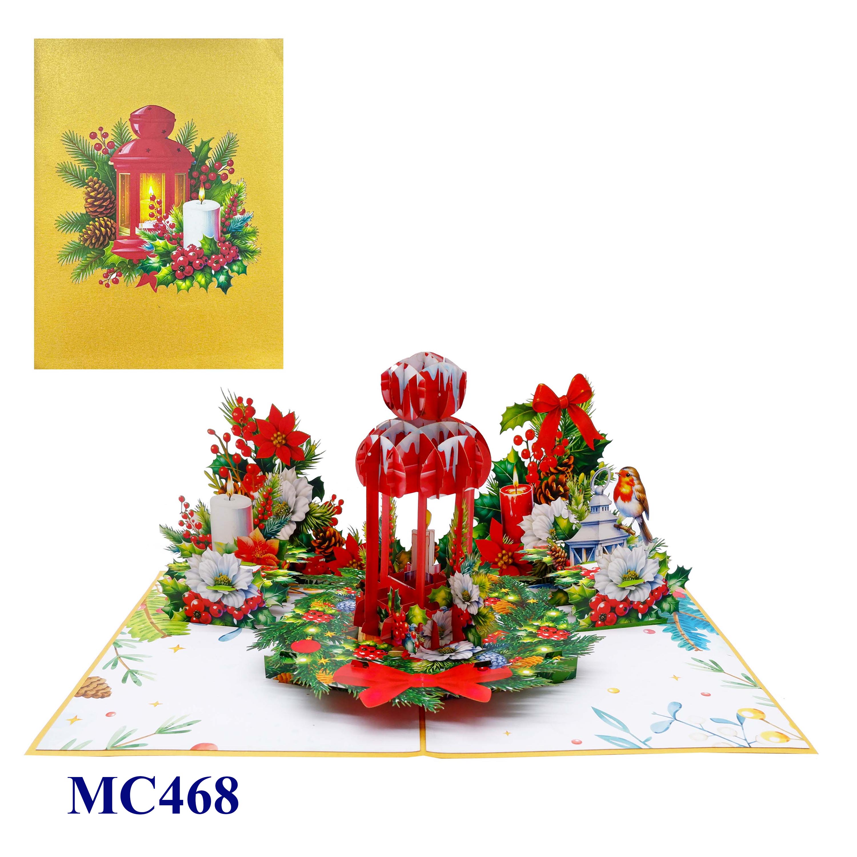 Red Lantern Christmas Pop-Up Card