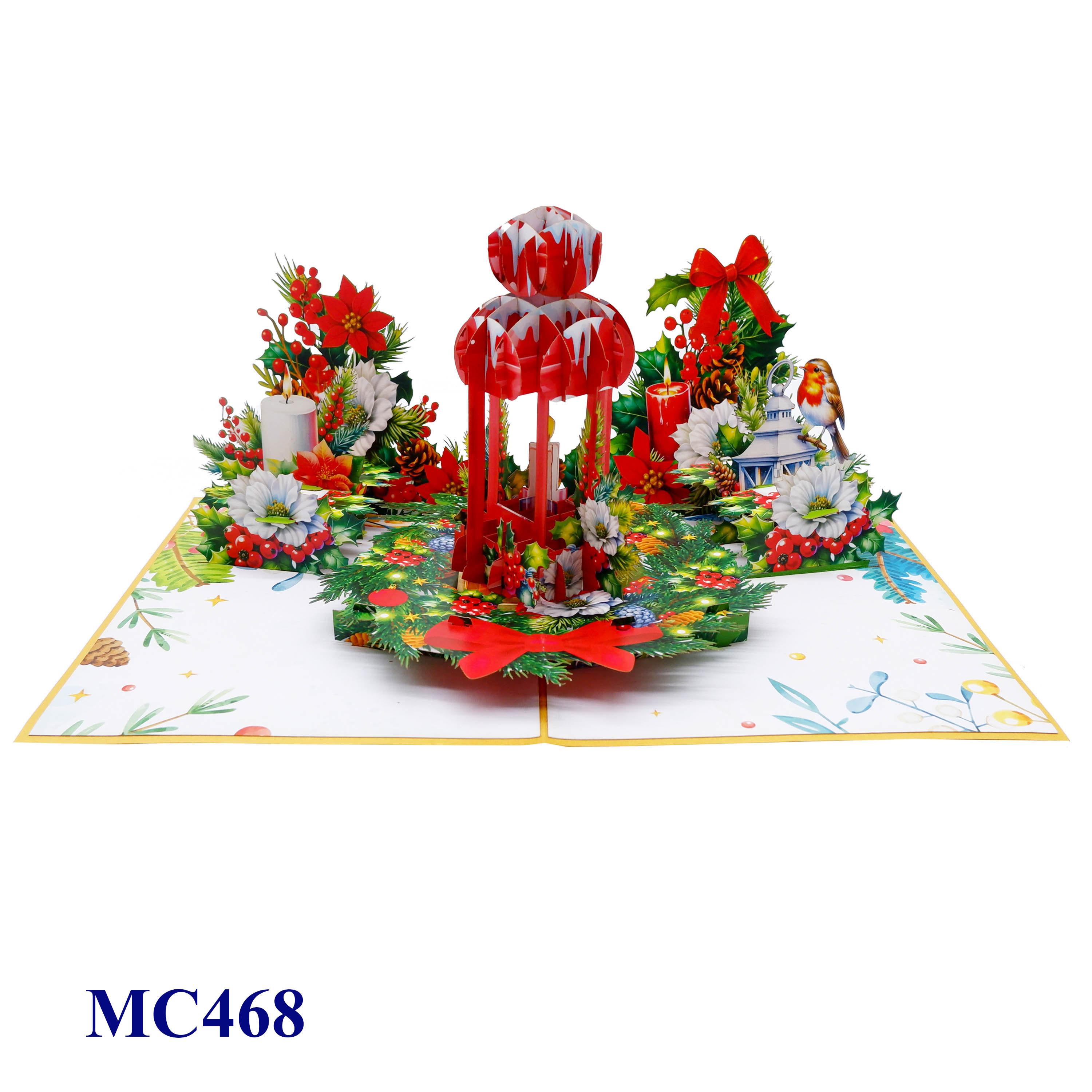 Red Lantern Christmas Pop-Up Card