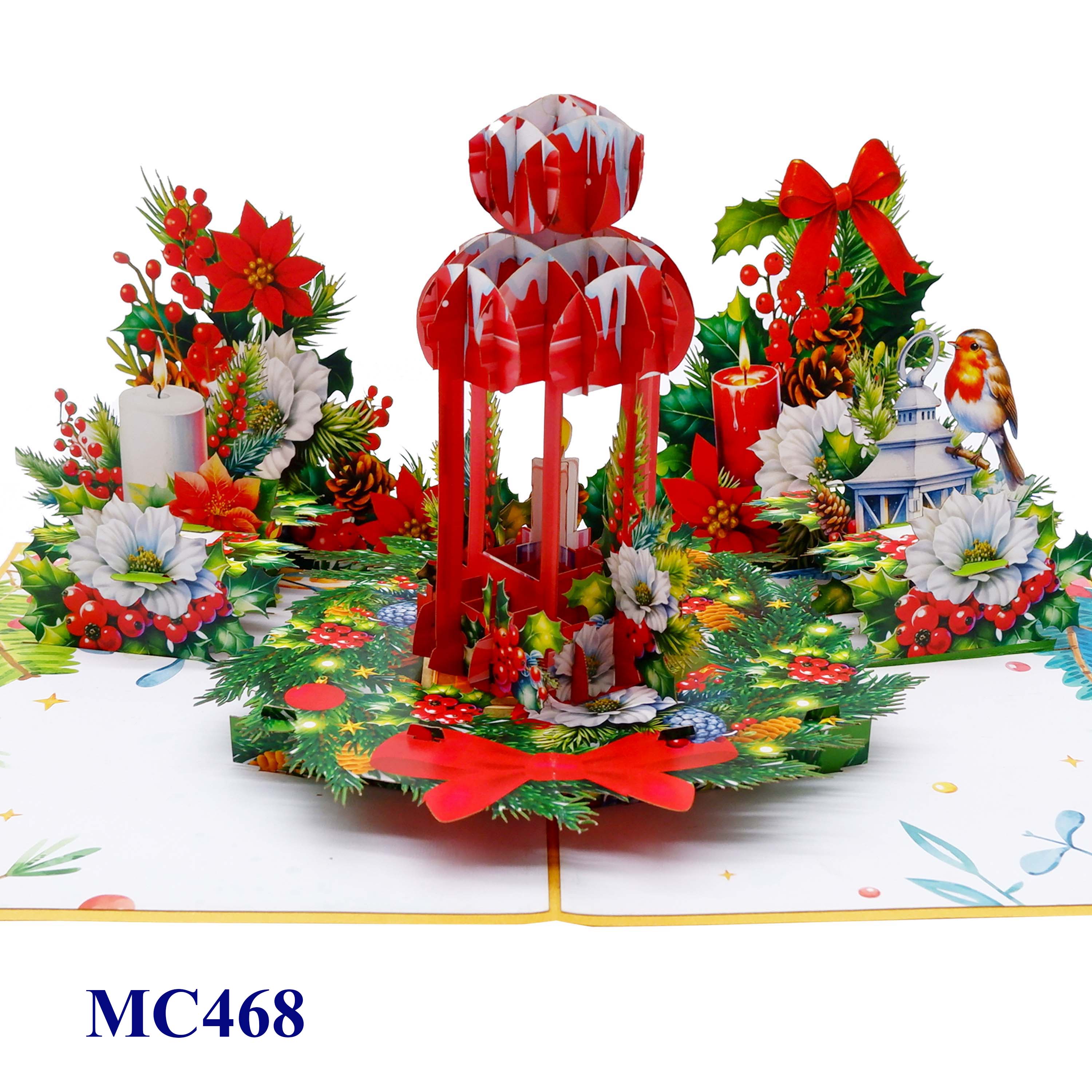 Red Lantern Christmas Pop-Up Card