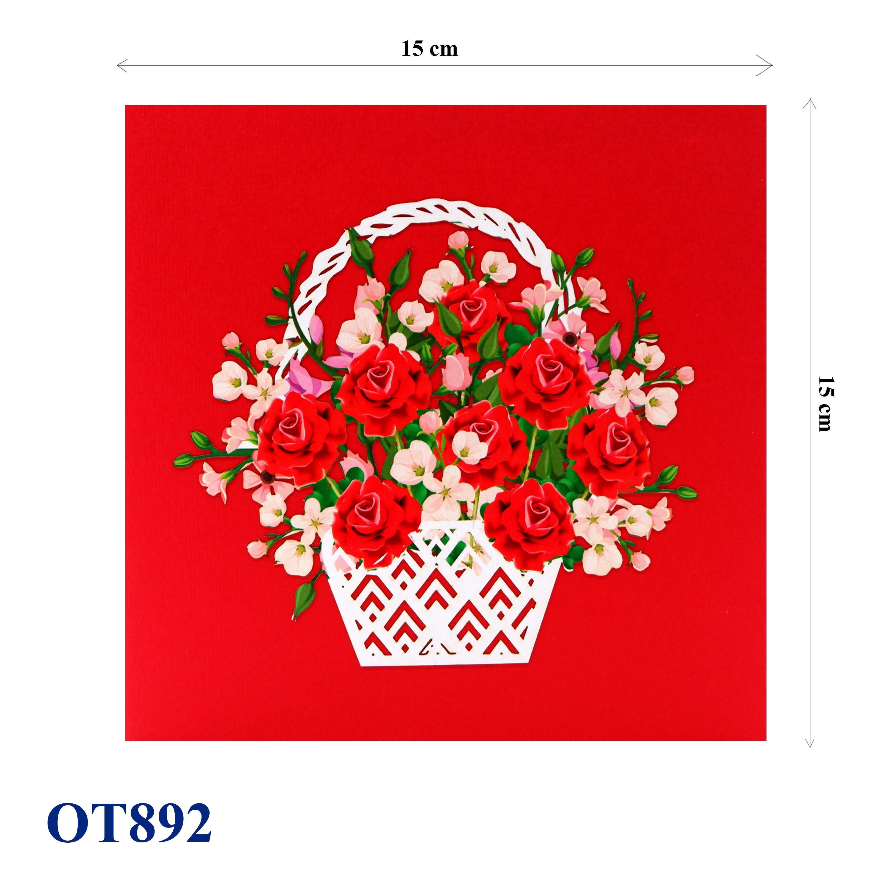 Red Roses Basket Pop Up Card
