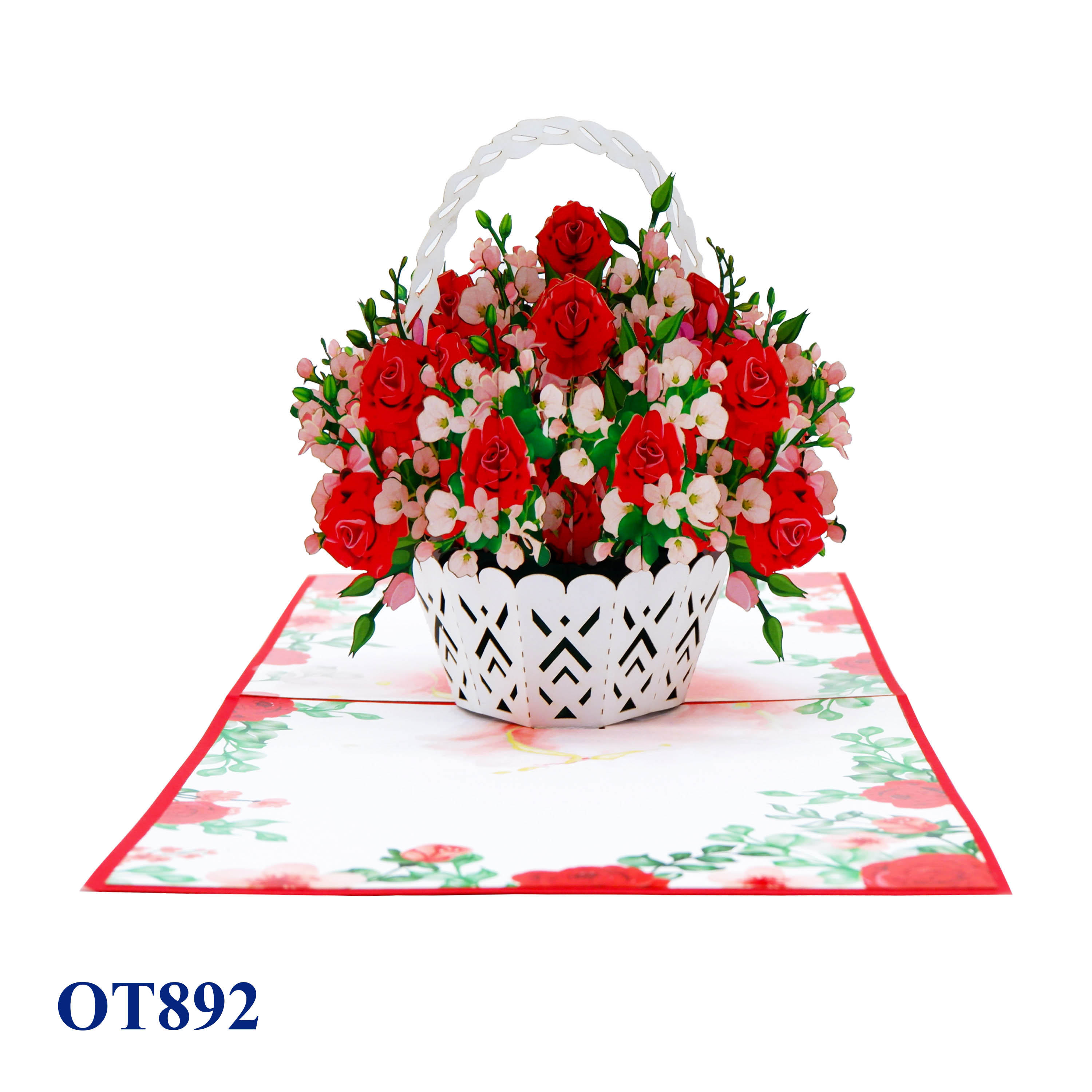 Red Roses Basket Pop Up Card