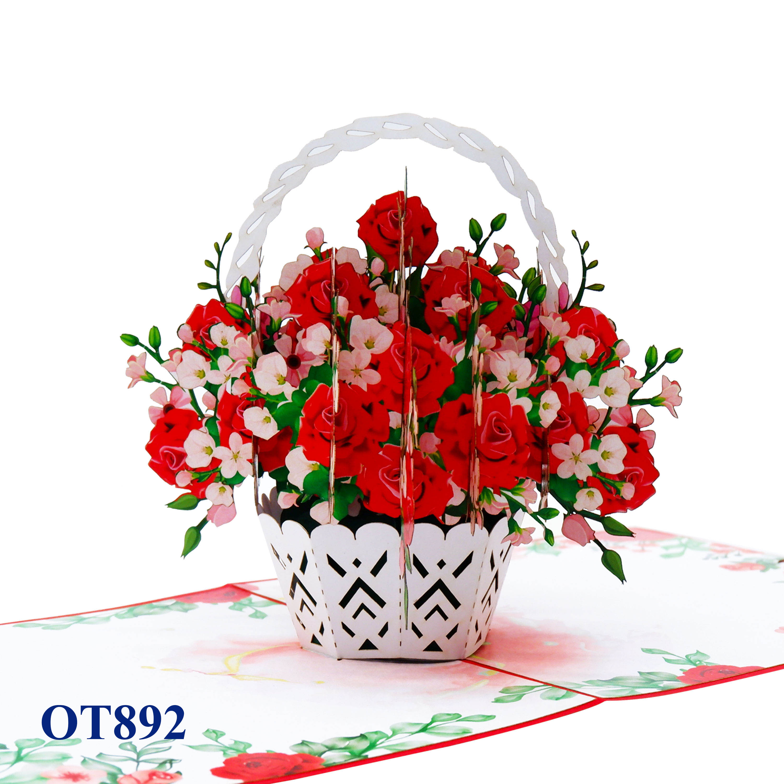 Red Roses Basket Pop Up Card