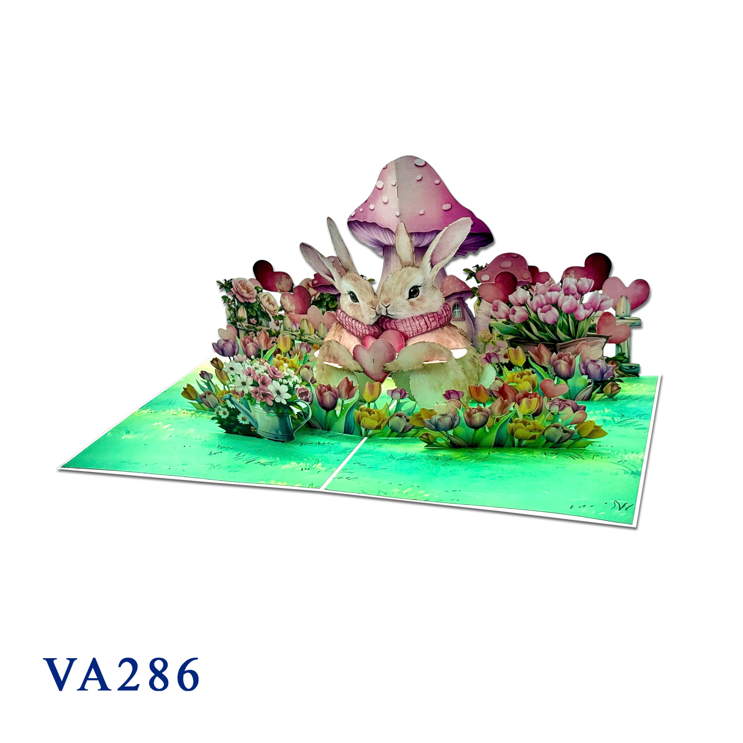 Romantic Pop-up Card with Lovely Rabbits