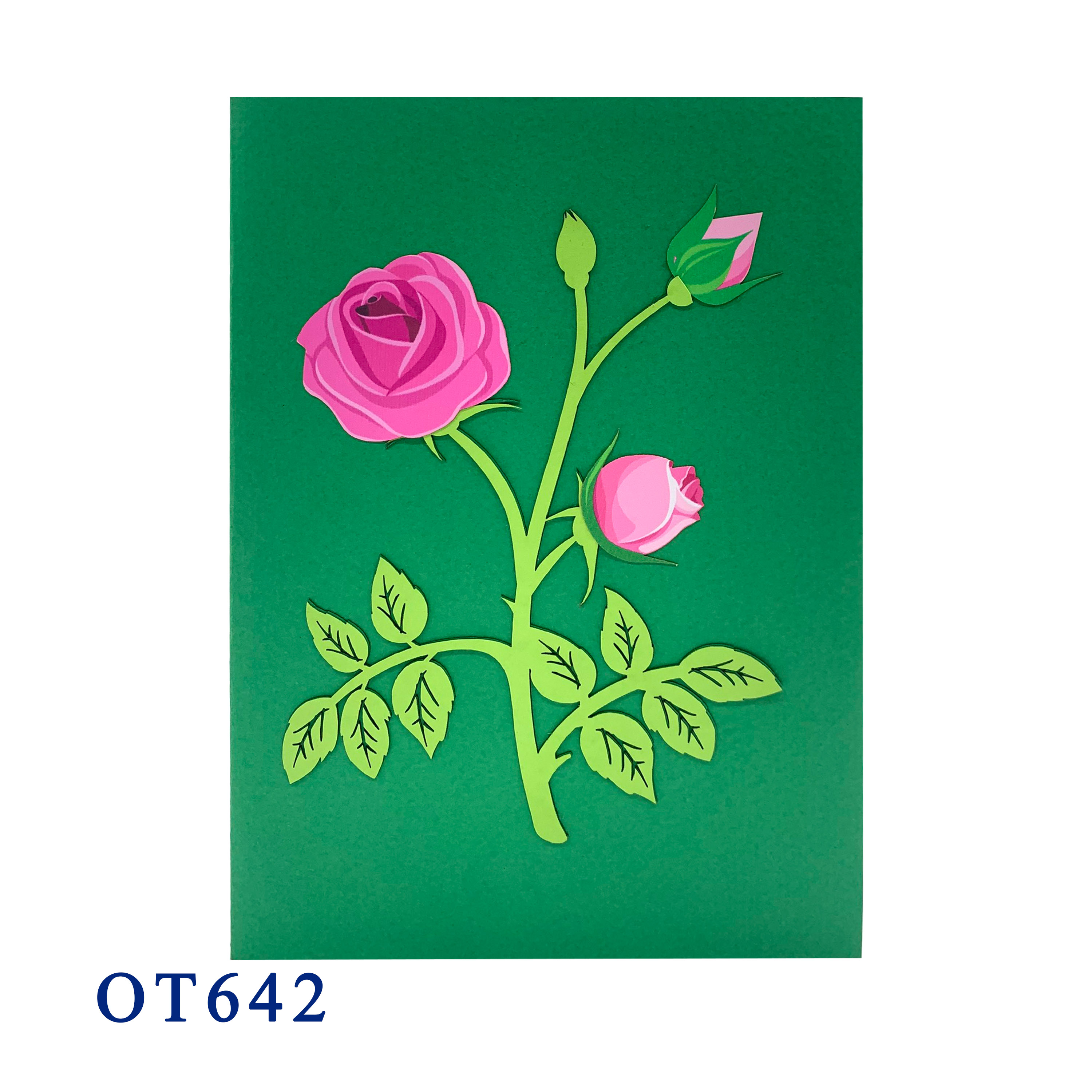 Colorful Rose Flowers Pop Up Card