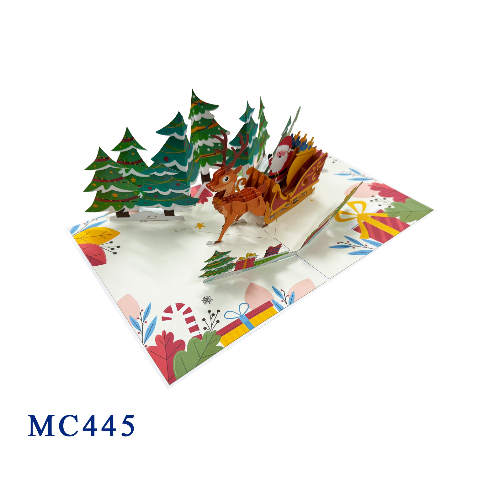 Santa Christmas In The Forest Pop Up Card