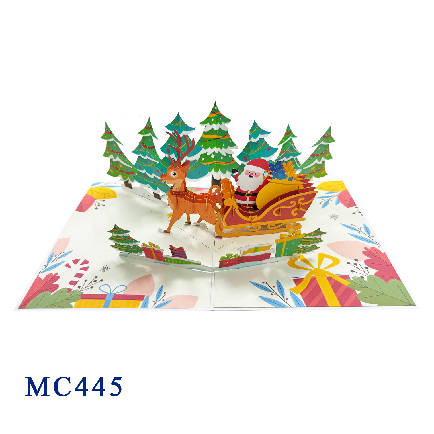 Santa Christmas In The Forest Pop Up Card