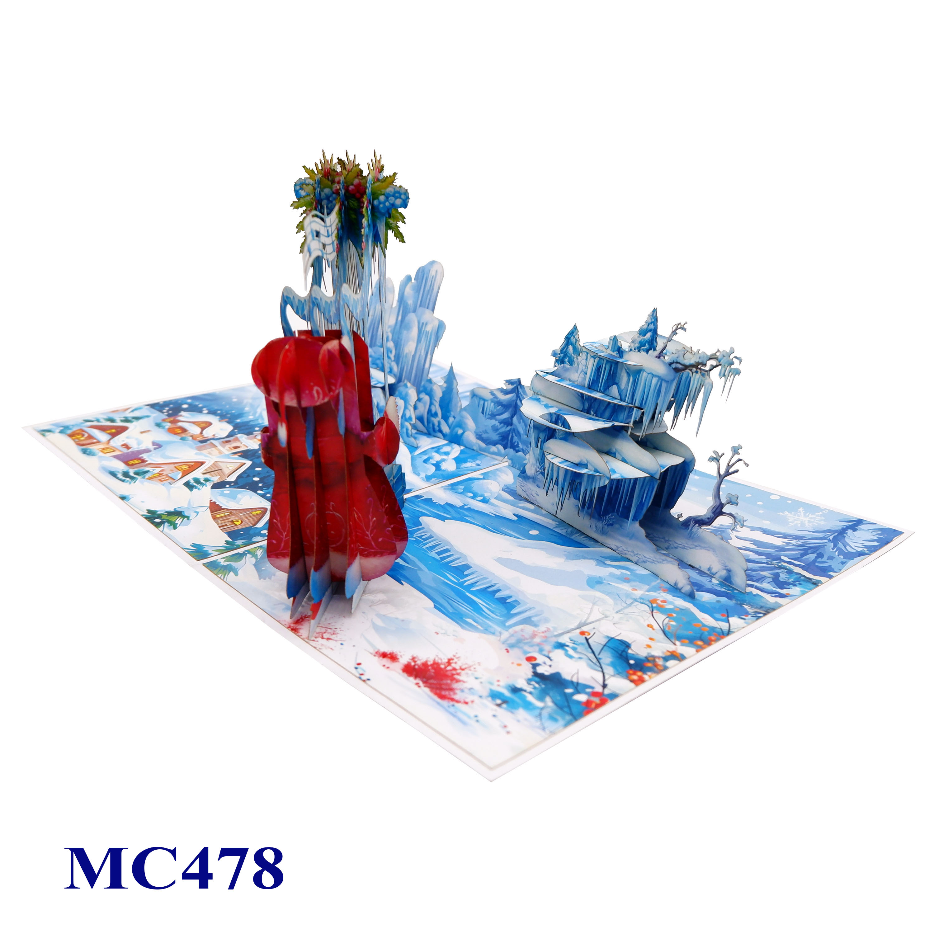 Santa Claus Harp Christmas Pop-Up Card