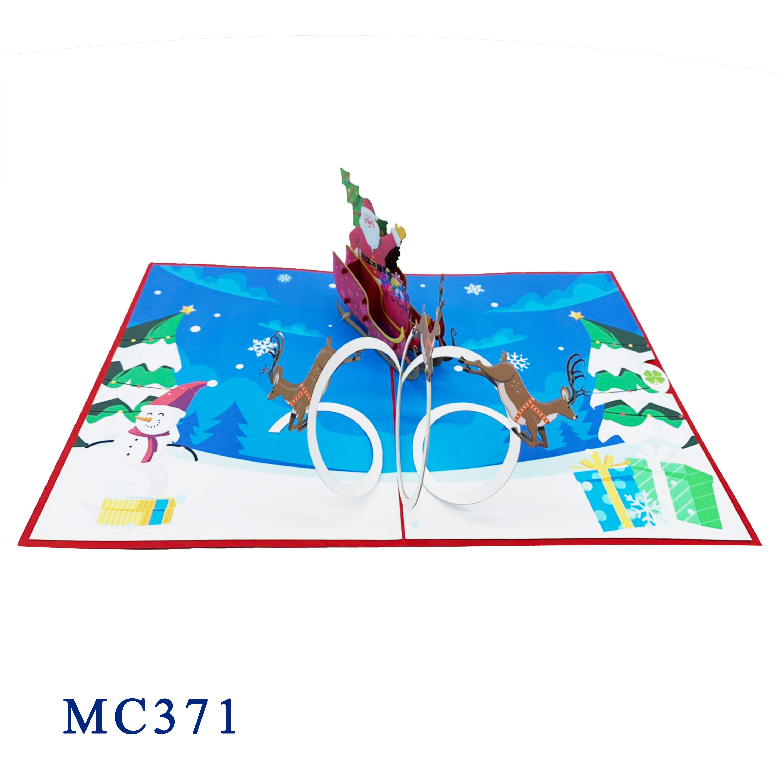 Santa Claus Sleigh 3D Pop Up Greeting Card