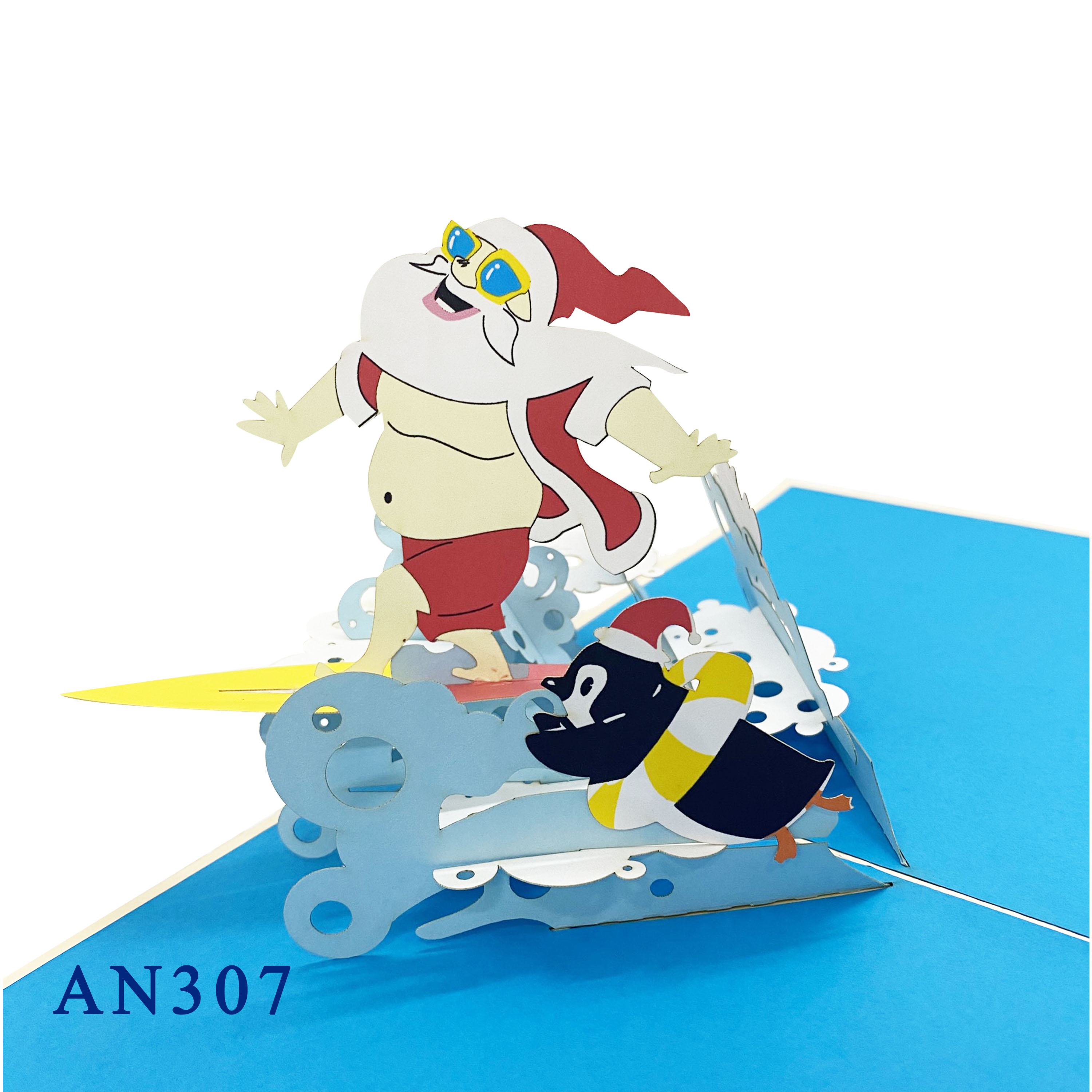 Santa Claus Skiing Pop Up Card