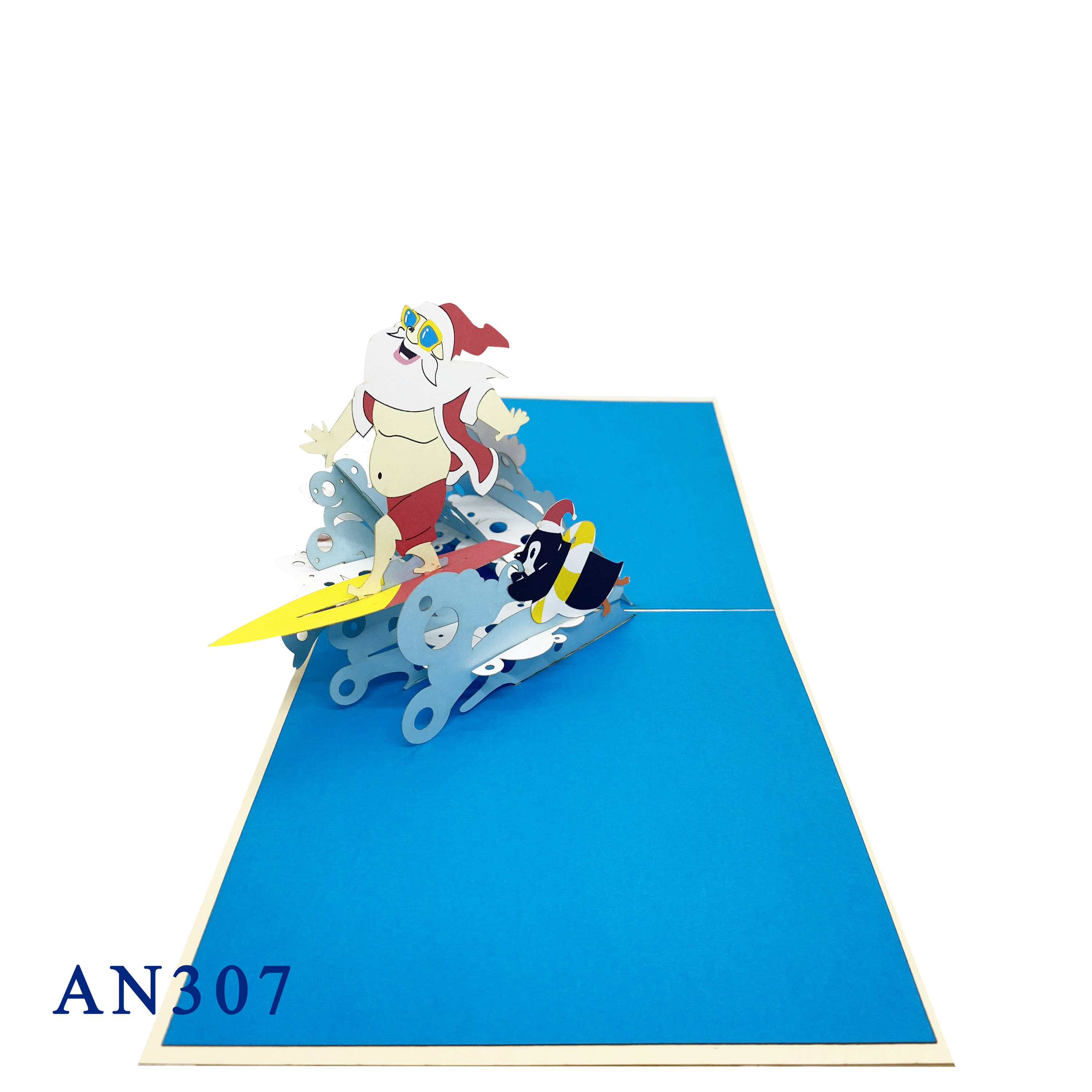 Santa Claus Skiing Pop Up Card