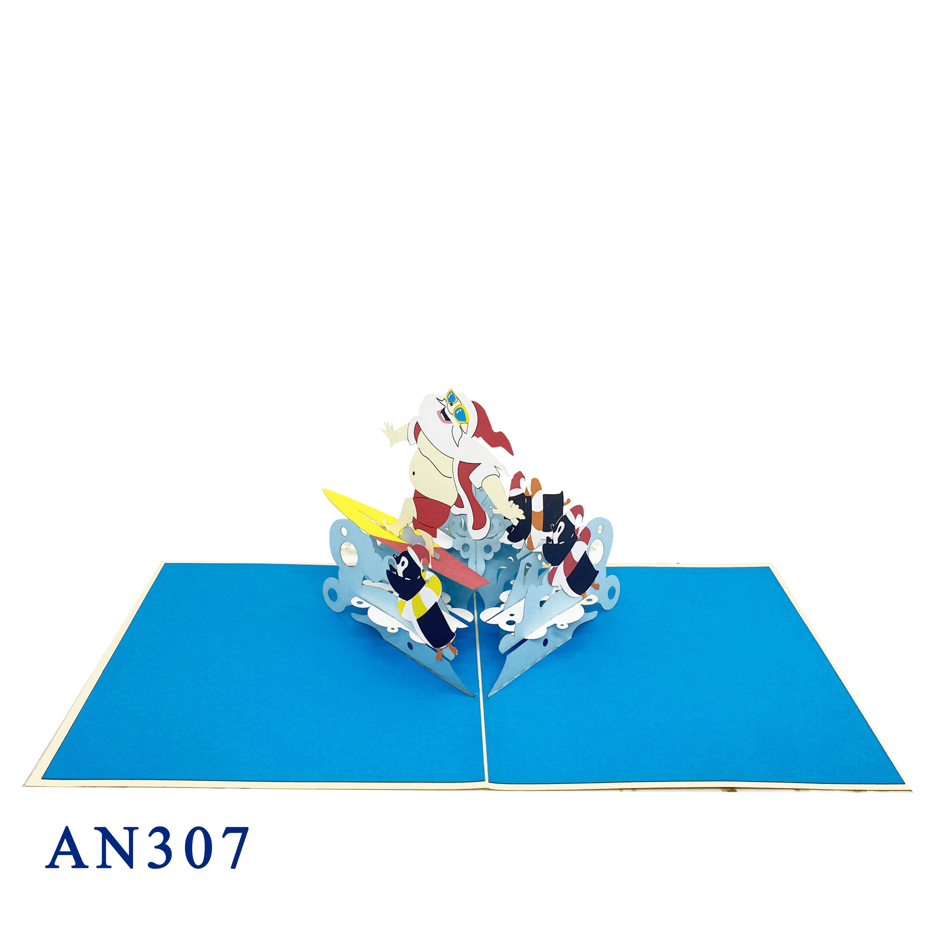 Santa Claus Skiing Pop Up Card