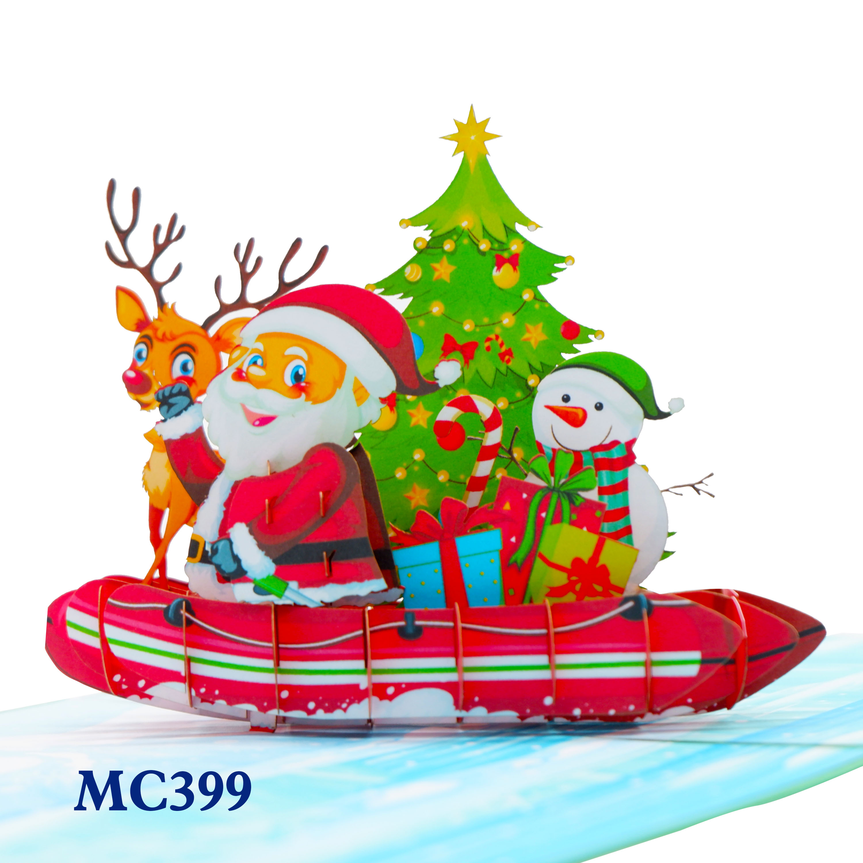 Santa Clause On The Boat Pop Up Card