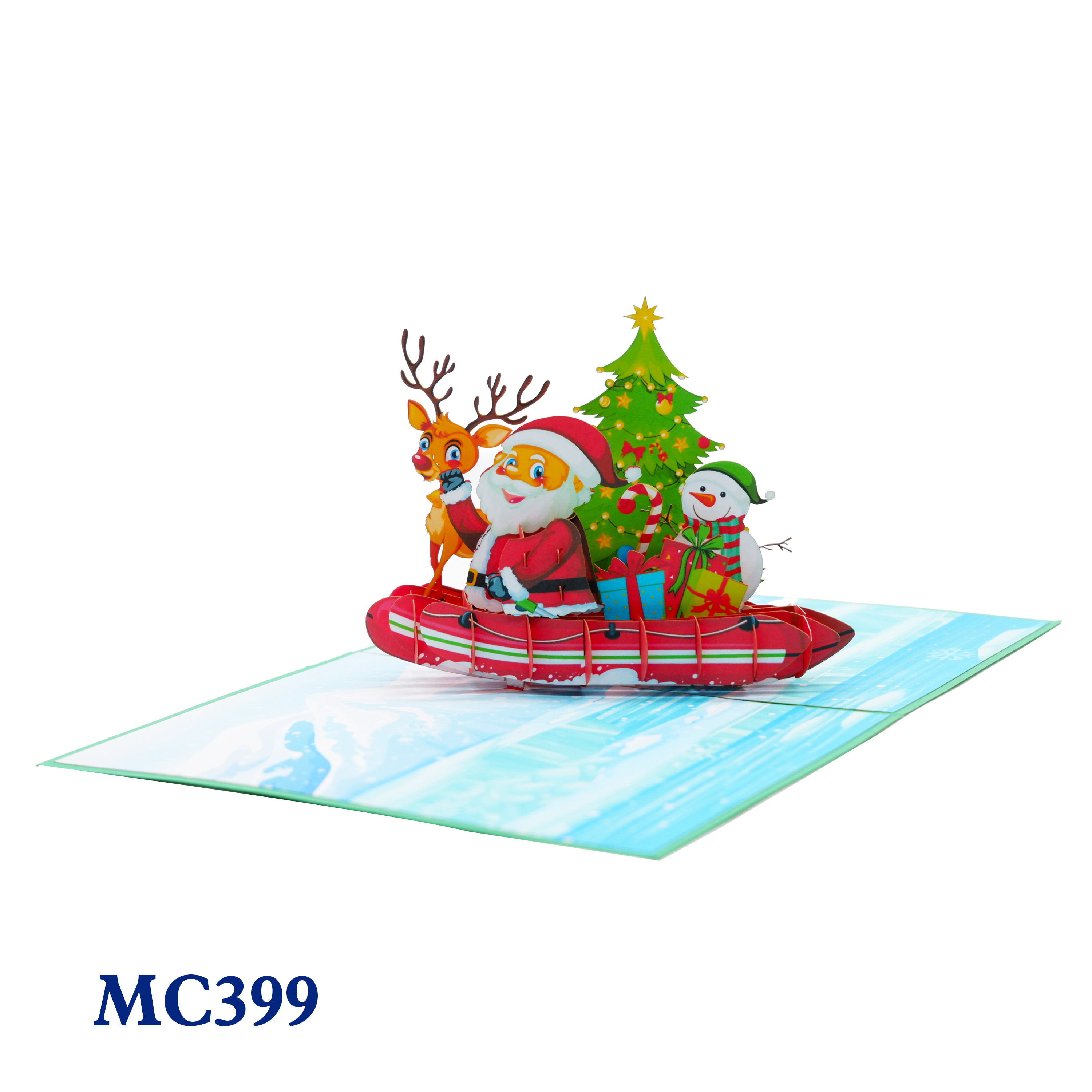 Santa Clause On The Boat Pop Up Card