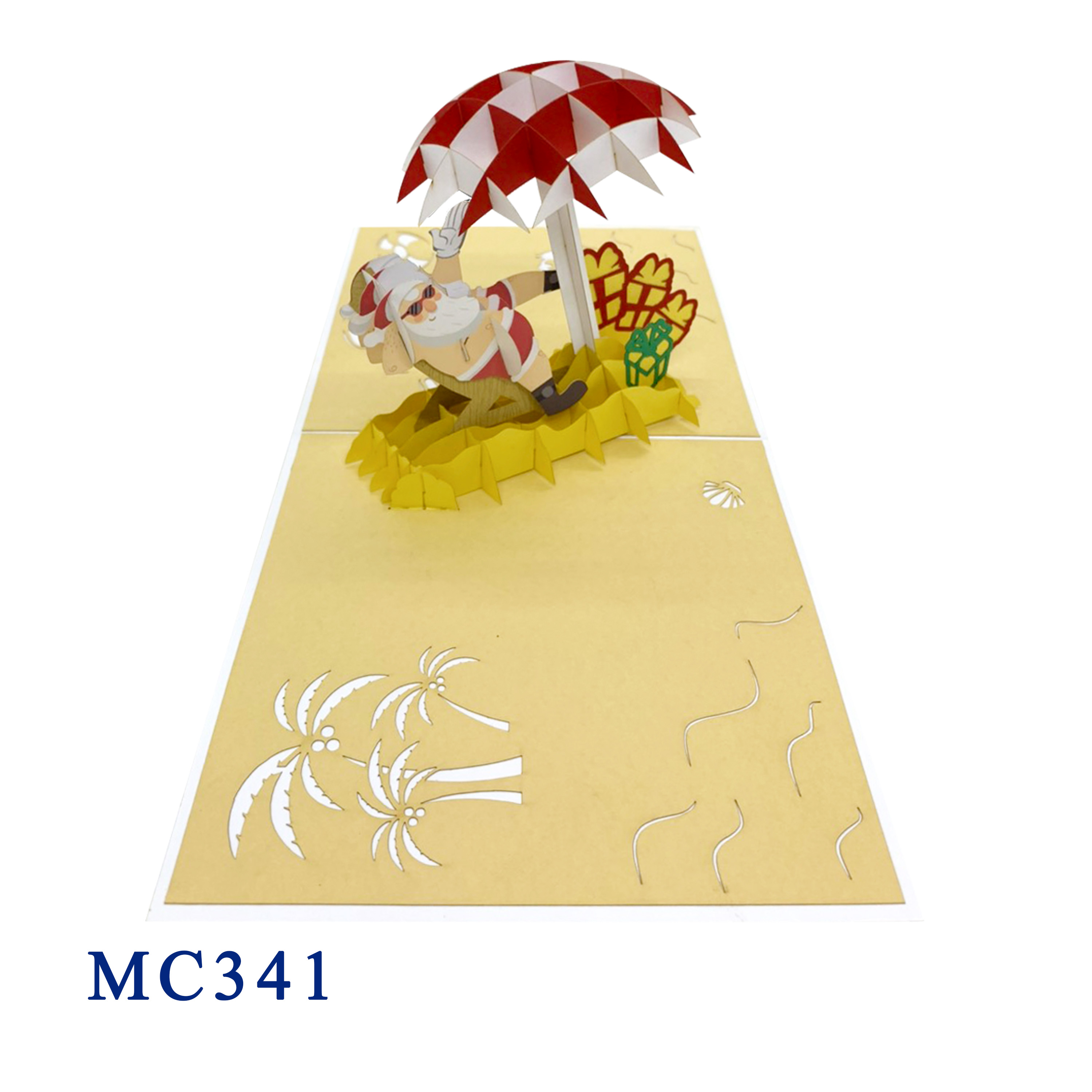 Santa On The Beach Pop Up Card