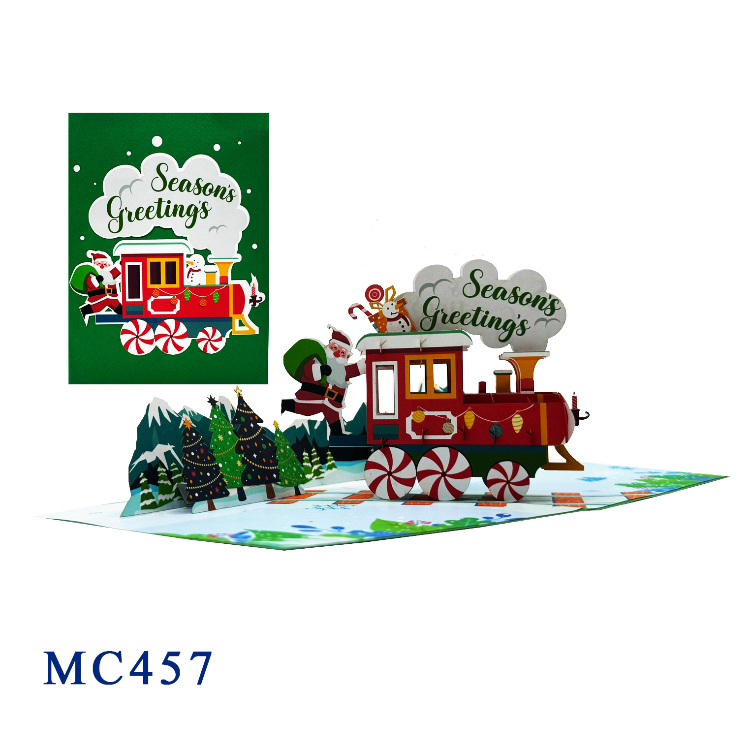 Season's Greetings Train Pop Up Card