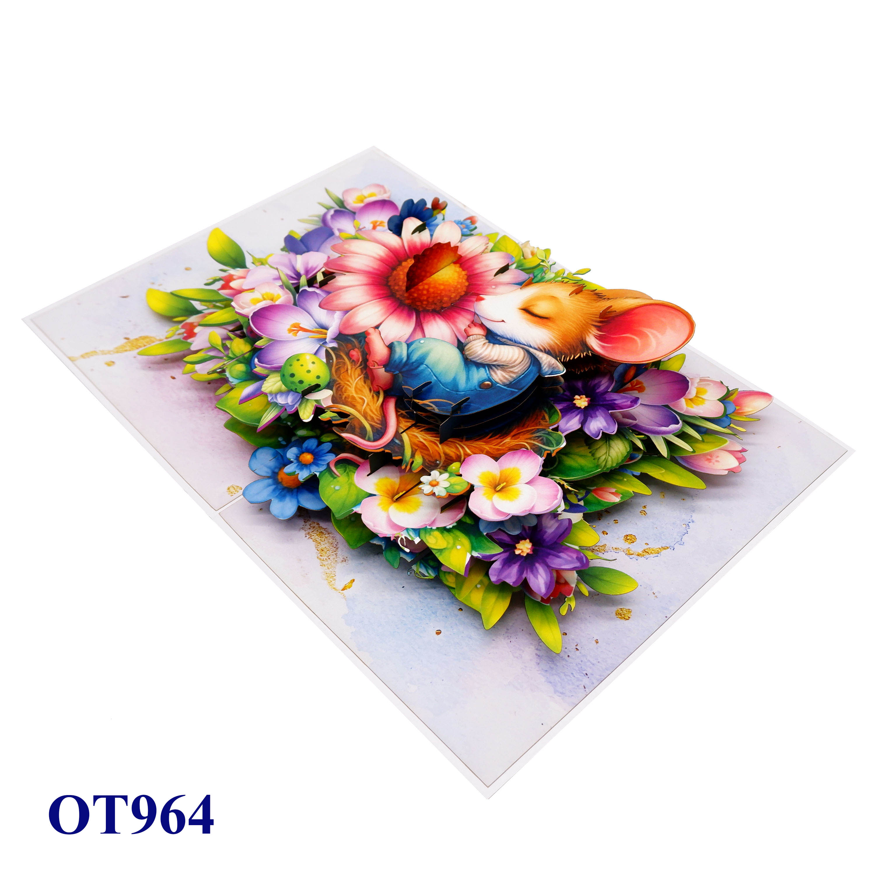 Sleeping Mouse in Spring Garden – Pop-Up Card