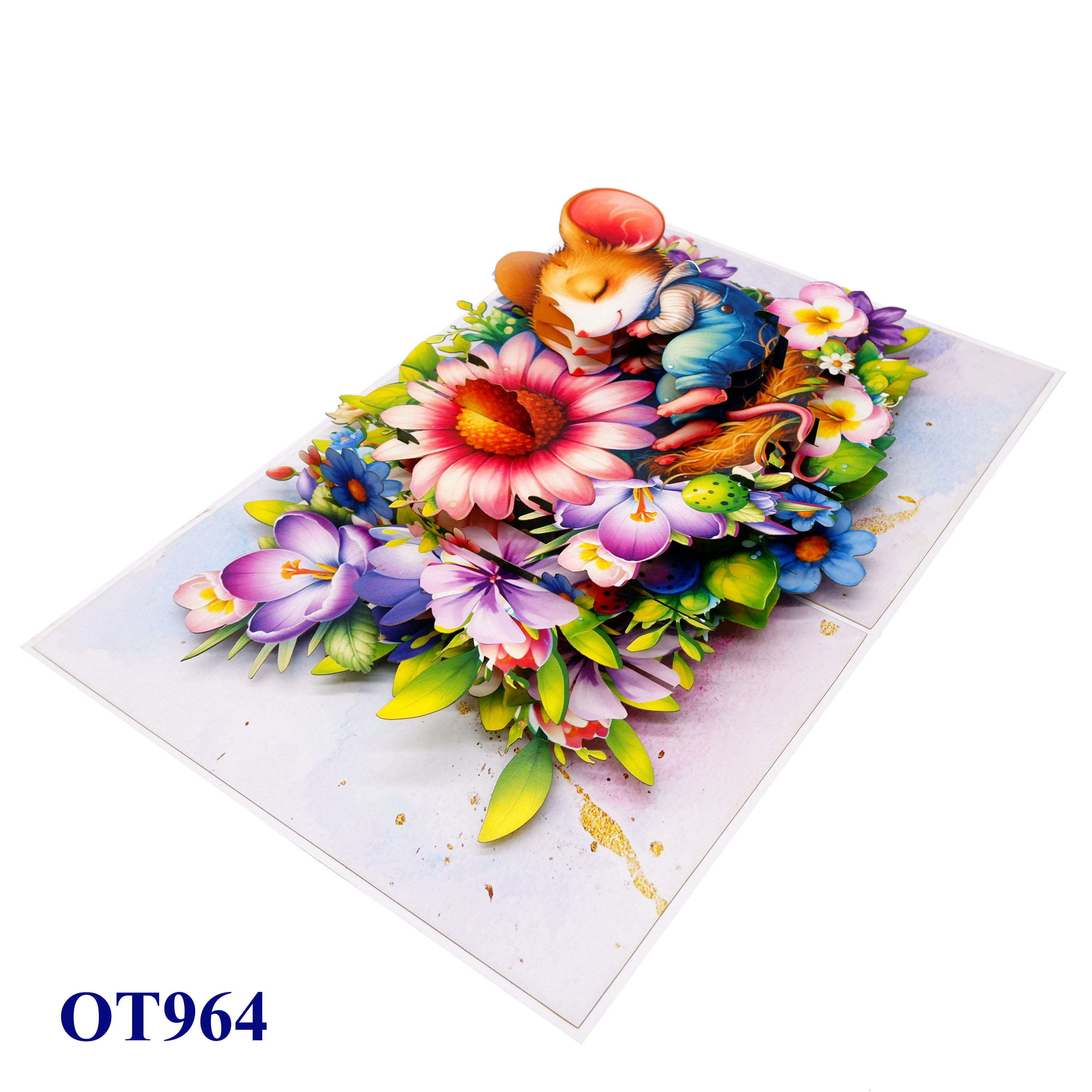 Sleeping Mouse in Spring Garden – Pop-Up Card