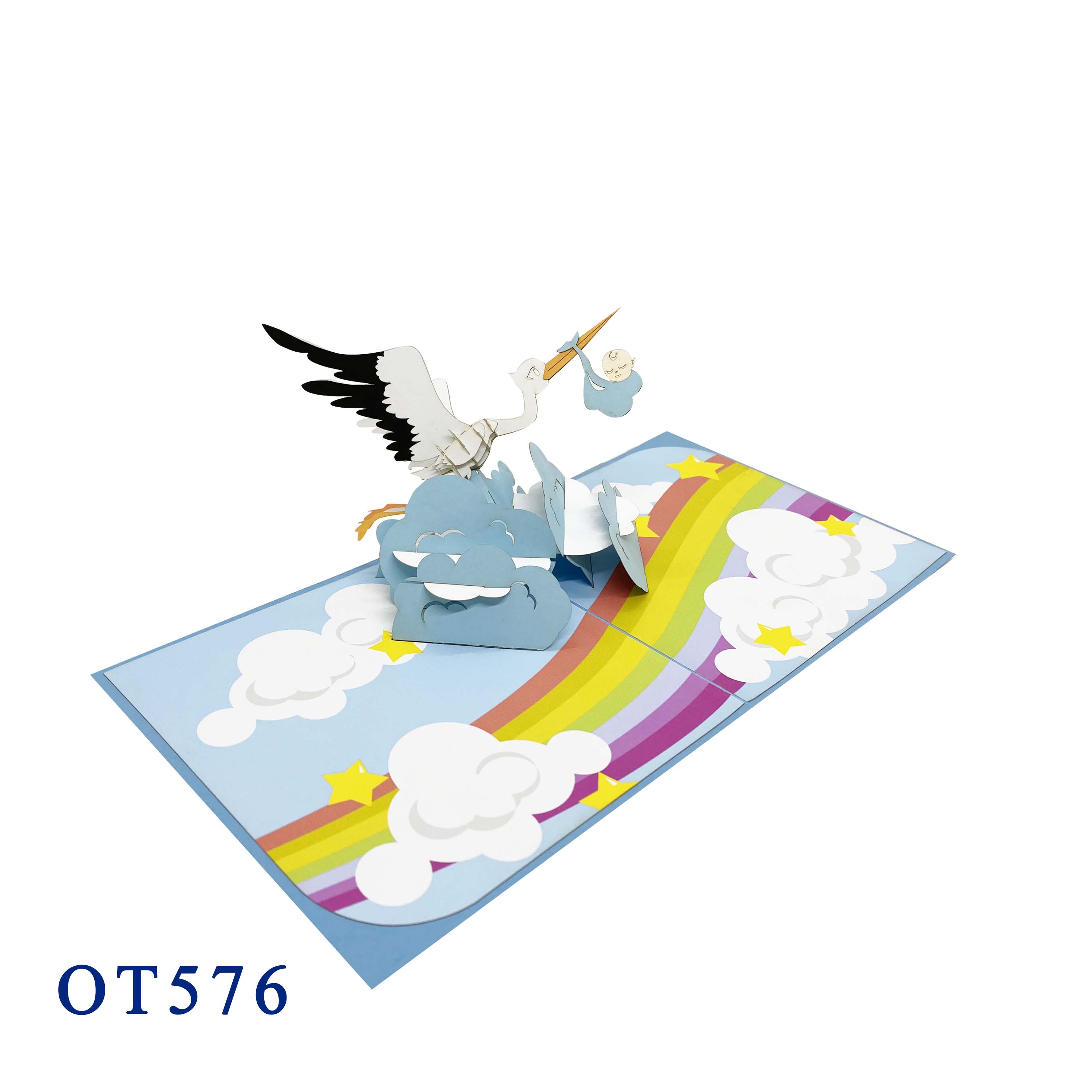 Stork & Rainbow Pop-Up Card