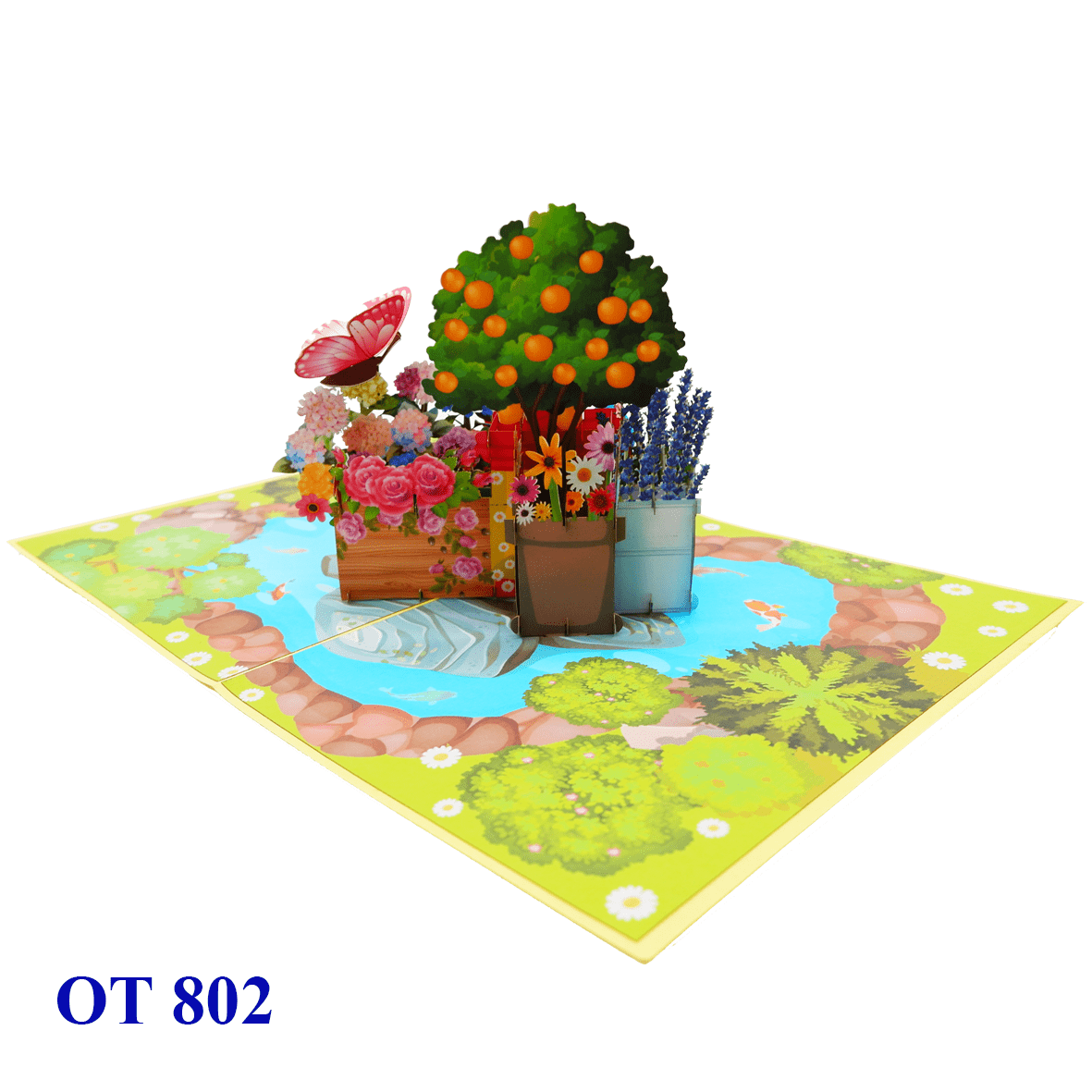 Summer Garden Flowers Pop Up Card