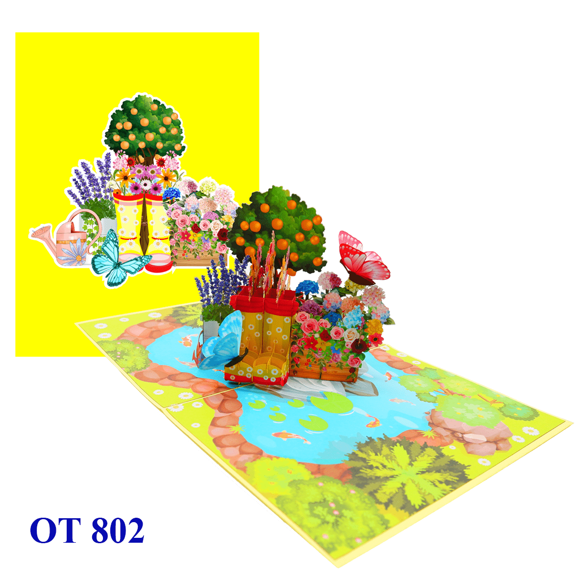 Summer Garden Flowers Pop Up Card