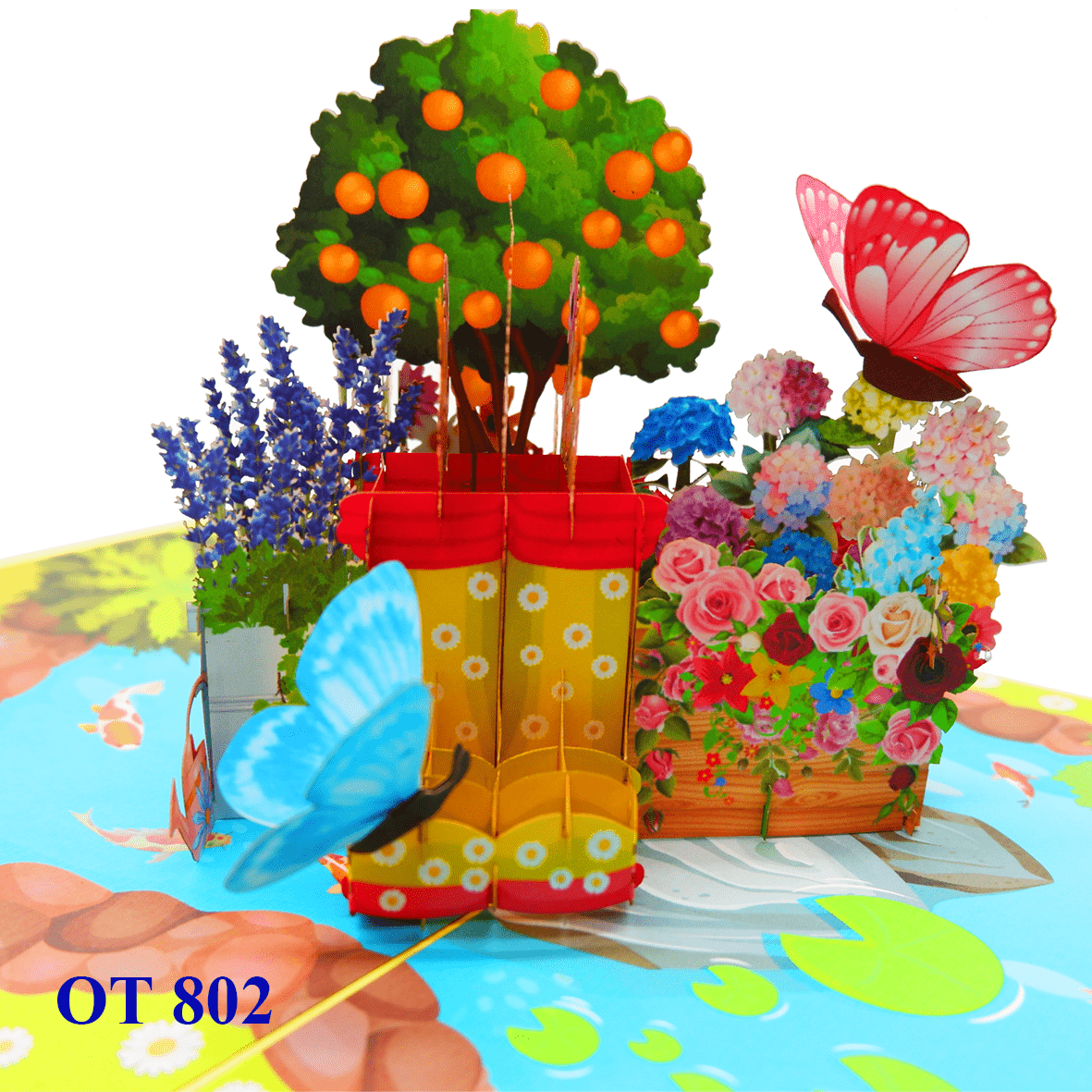 Summer Garden Flowers Pop Up Card