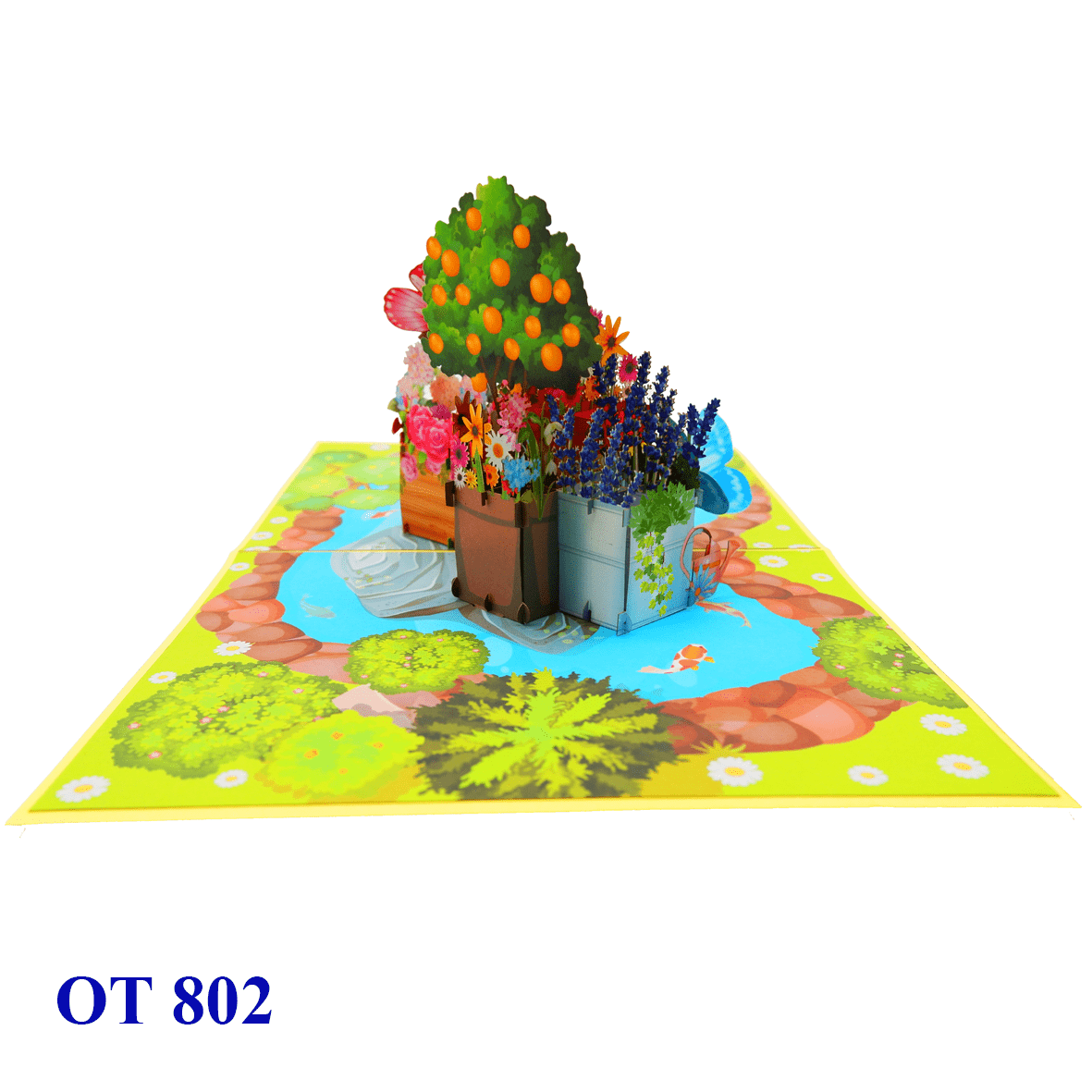 Summer Garden Flowers Pop Up Card